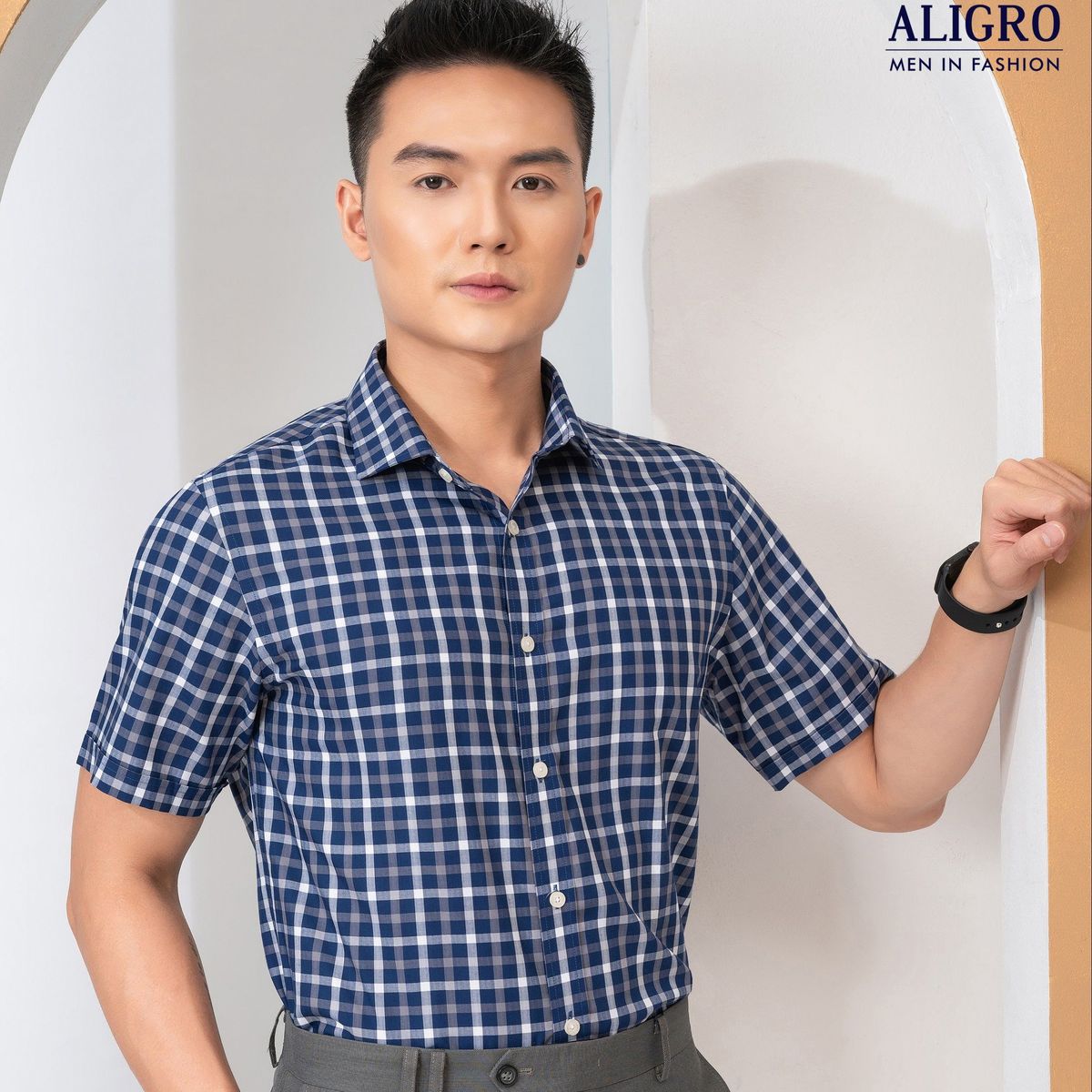 ÁO SƠ MI CỘC TAY KẺ Ô VUÔNG ALGS-C109 - ALIGRO ÁO SƠ MI CỘC TAY KẺ Ô VUÔNG ALGS-C109 - ALIGRO