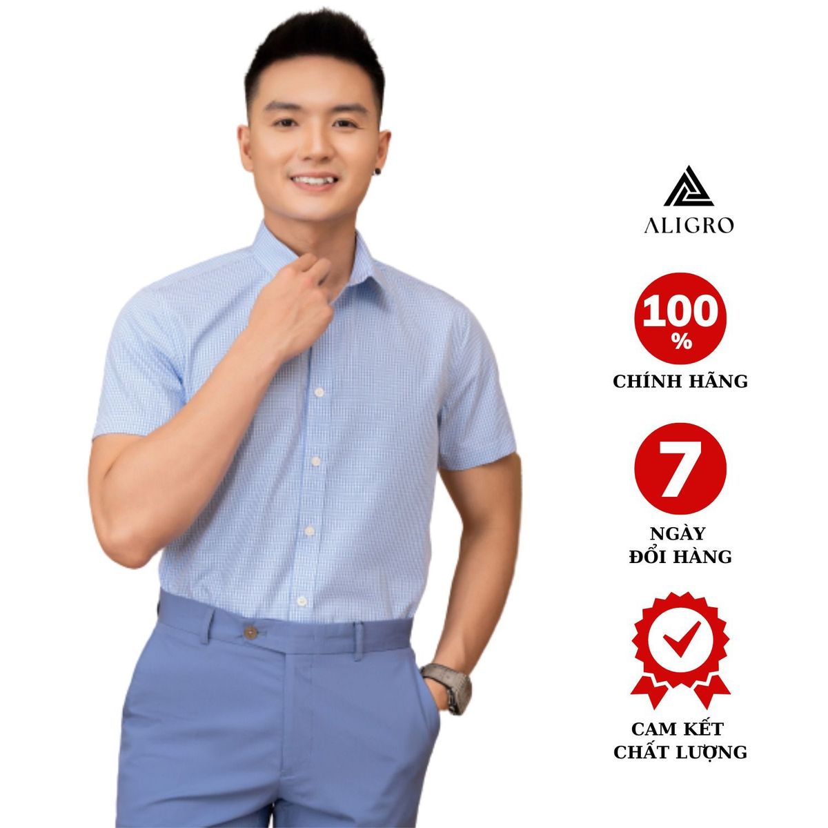 ÁO SƠ MI BABOO SLIMFIT CỘC TAY KẺ XANH DƯƠNG ALGS-C121 - ALIGRO ÁO SƠ MI BABOO SLIMFIT CỘC TAY KẺ XANH DƯƠNG ALGS-C121 - ALIGRO