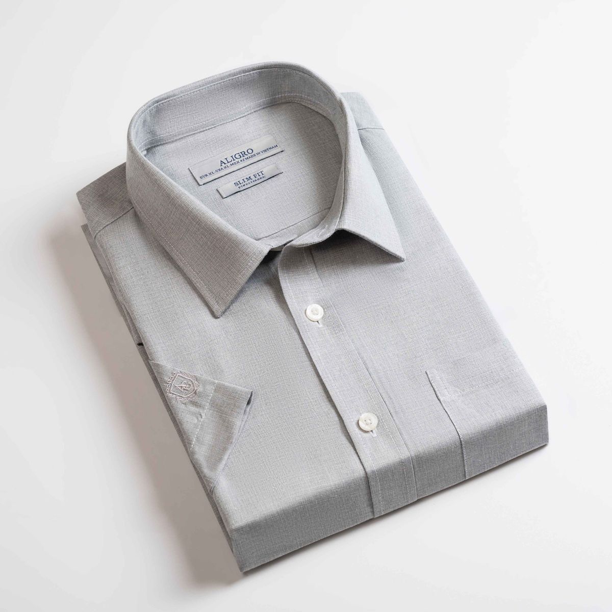 ÁO SƠ MI BAMBOO SLIMFIT CỘC TAY GHI XƯỚC ALGS-C122 - ALIGRO ÁO SƠ MI BAMBOO SLIMFIT CỘC TAY GHI XƯỚC ALGS-C122 - ALIGRO