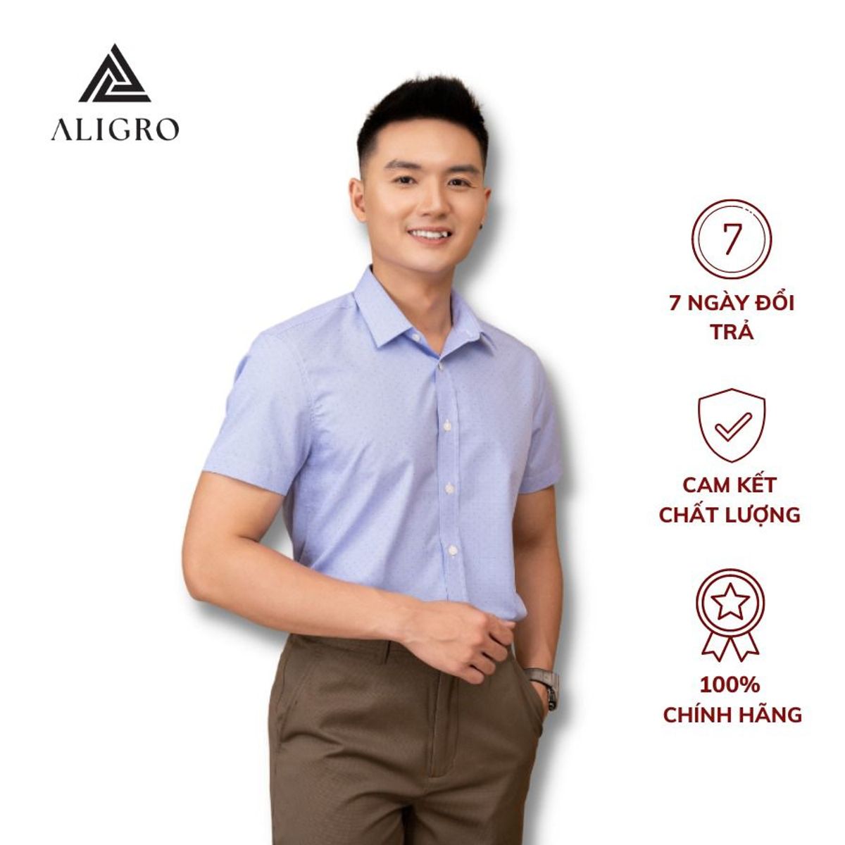 ÁO SƠ MI NAM NGẮN TAY HỌA TIẾT NHÍ, SỢI TRE BAMBOO MỀM MẠI, HẠN CHẾ NHĂN NHÀU, FORM SLIM VỪA ALGS-C124 - ALIGRO ÁO SƠ MI NAM NGẮN TAY HỌA TIẾT NHÍ, SỢI TRE BAMBOO MỀM MẠI, HẠN CHẾ NHĂN NHÀU, FORM SLIM VỪA ALGS-C124 - ALIGRO
