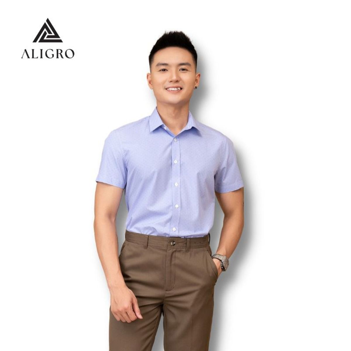 ÁO SƠ MI NAM NGẮN TAY HỌA TIẾT NHÍ, SỢI TRE BAMBOO MỀM MẠI, HẠN CHẾ NHĂN NHÀU, FORM SLIM VỪA ALGS-C124 - ALIGRO ÁO SƠ MI NAM NGẮN TAY HỌA TIẾT NHÍ, SỢI TRE BAMBOO MỀM MẠI, HẠN CHẾ NHĂN NHÀU, FORM SLIM VỪA ALGS-C124 - ALIGRO