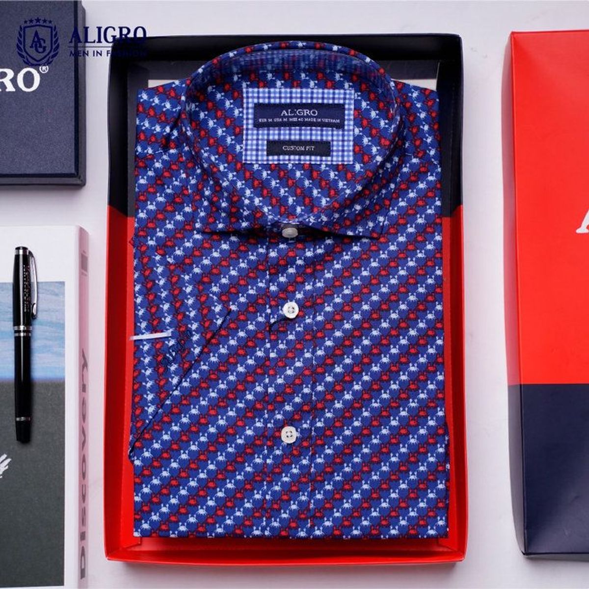 ÁO SƠ MI CỘC TAY NAM CÔNG SỞ ALIGRO HOẠ TIẾT CON CUA DÁNG CUSTOM ALGS-C86 - ALIGRO ÁO SƠ MI CỘC TAY NAM CÔNG SỞ ALIGRO HOẠ TIẾT CON CUA DÁNG CUSTOM ALGS-C86 - ALIGRO