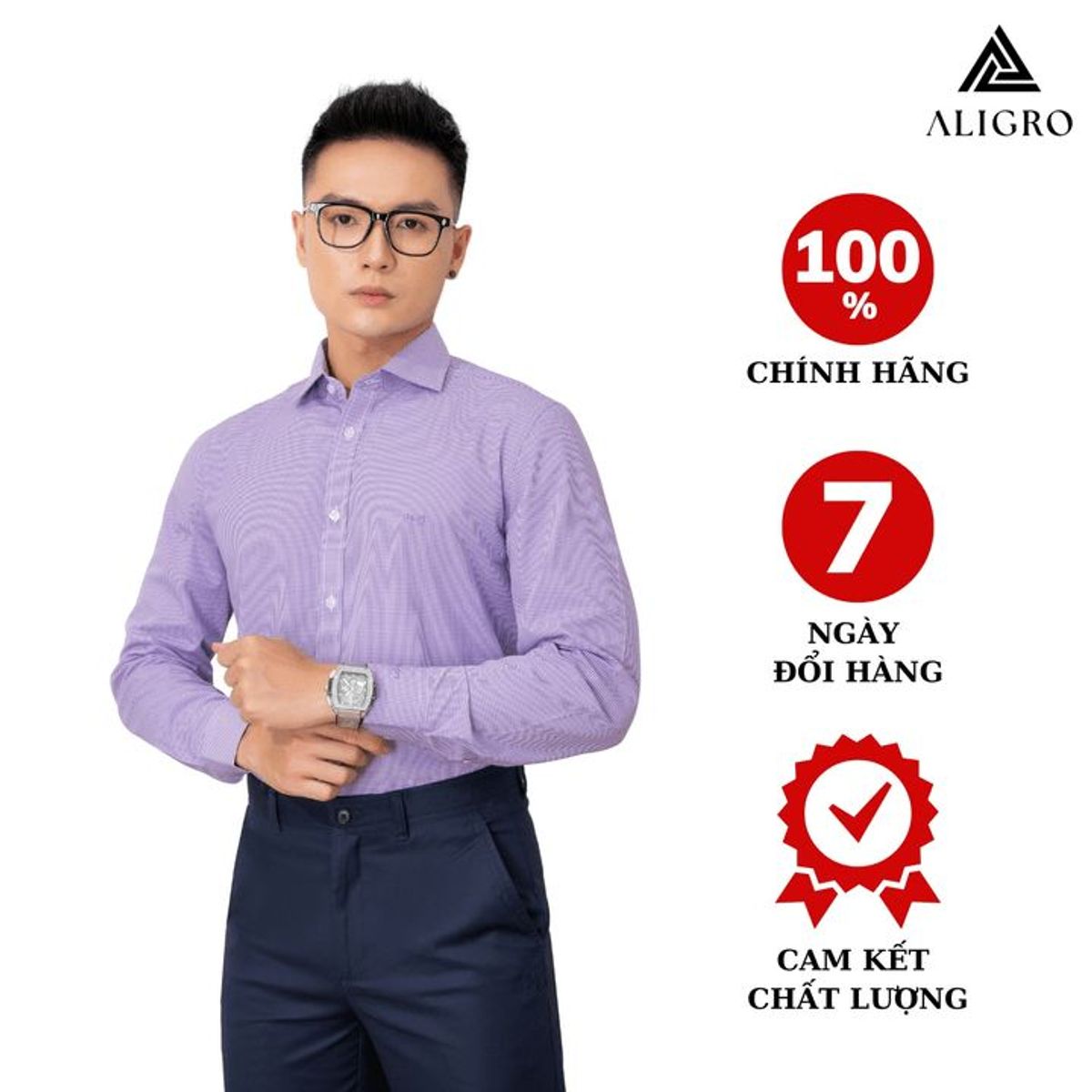 ÁO SƠ MI NAM DÀI TAY ALIGRO MÀU TÍM, 100% CHẤT COTTON THOÁNG MÁT, THẤM HÚT MỒ HÔI TỐT, CỔ BẺ, DÁNG ÔM BODY ALGS153 - ALIGRO ÁO SƠ MI NAM DÀI TAY ALIGRO MÀU TÍM, 100% CHẤT COTTON THOÁNG MÁT, THẤM HÚT MỒ HÔI TỐT, CỔ BẺ, DÁNG ÔM BODY ALGS153 - ALIGRO