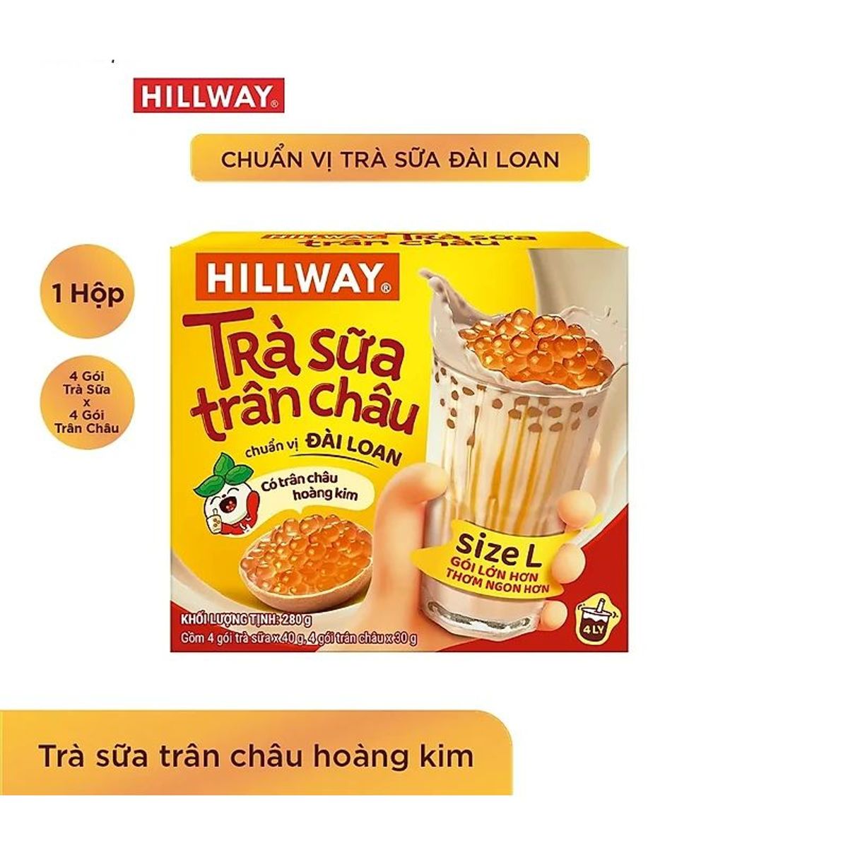 Trà sữa trân châu HILLWAY chuẩn vị Đài Loan có trân châu Hoàng kim 280g/hộp - CTB756 Trà sữa trân châu HILLWAY chuẩn vị Đài Loan có trân châu Hoàng kim 280g/hộp - CTB756