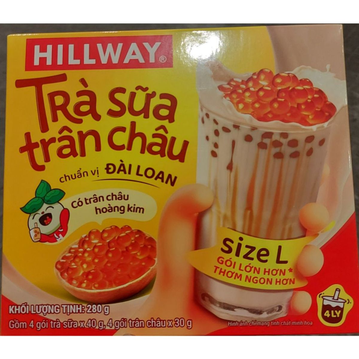 Trà sữa trân châu HILLWAY chuẩn vị Đài Loan có trân châu Hoàng kim 280g/hộp - CTB756 Trà sữa trân châu HILLWAY chuẩn vị Đài Loan có trân châu Hoàng kim 280g/hộp - CTB756