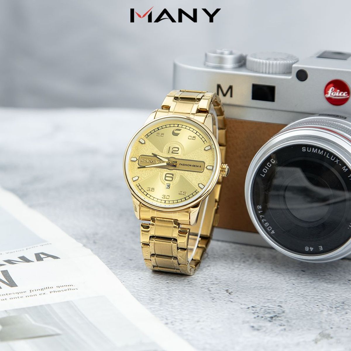 Đồng hồ nam Chaxigo dây kim loại thanh lịch sang trọng có lịch ngày mã 6834-9 Đồng hồ nam Chaxigo dây kim loại thanh lịch sang trọng có lịch ngày mã 6834-9