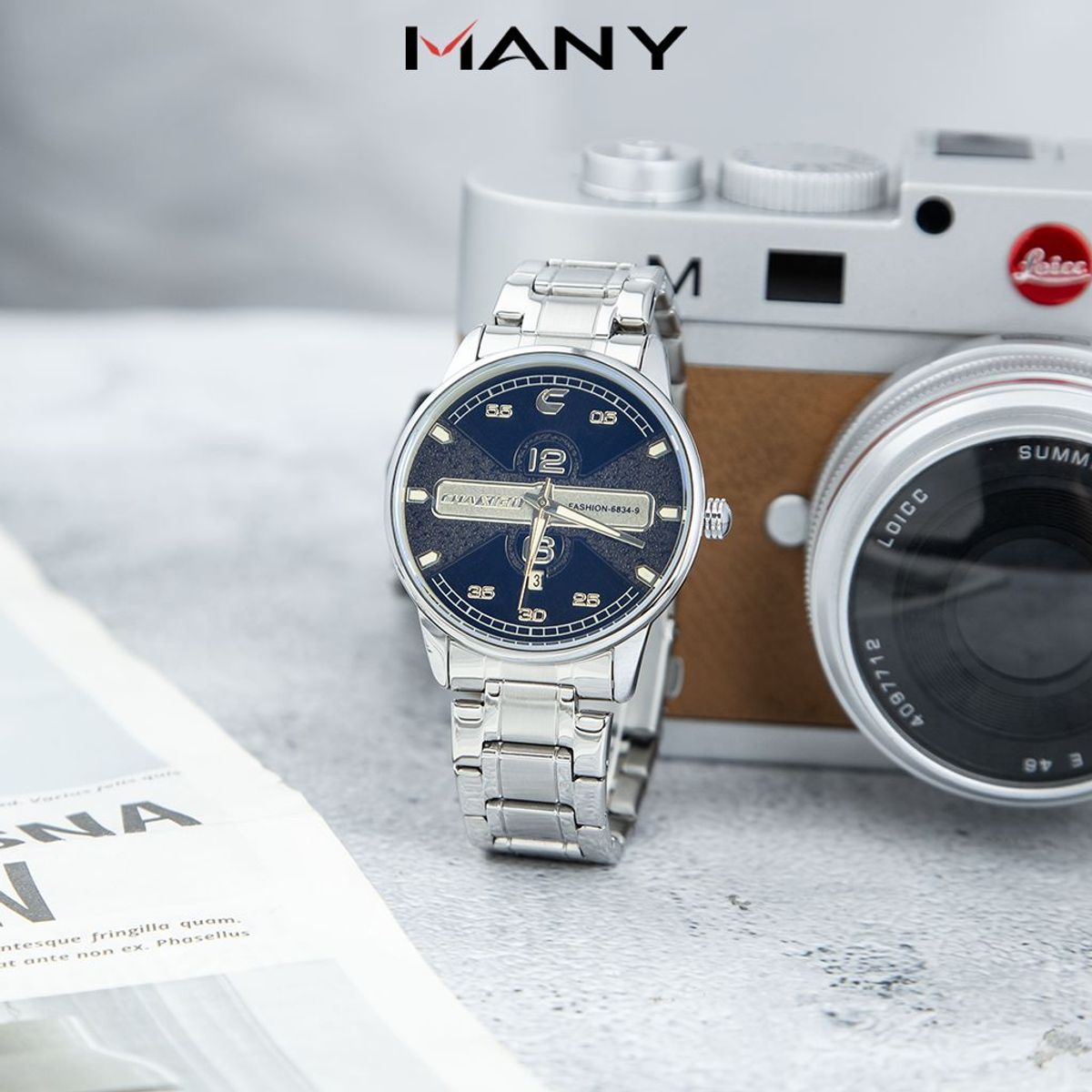 Đồng hồ nam Chaxigo dây kim loại thanh lịch sang trọng có lịch ngày mã 6834-9 Đồng hồ nam Chaxigo dây kim loại thanh lịch sang trọng có lịch ngày mã 6834-9