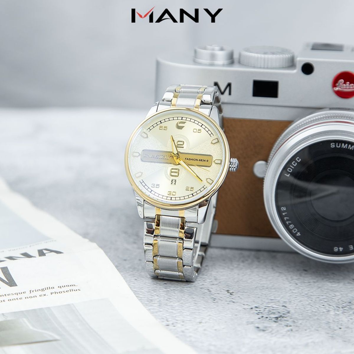 Đồng hồ nam Chaxigo dây kim loại thanh lịch sang trọng có lịch ngày mã 6834-9 Đồng hồ nam Chaxigo dây kim loại thanh lịch sang trọng có lịch ngày mã 6834-9