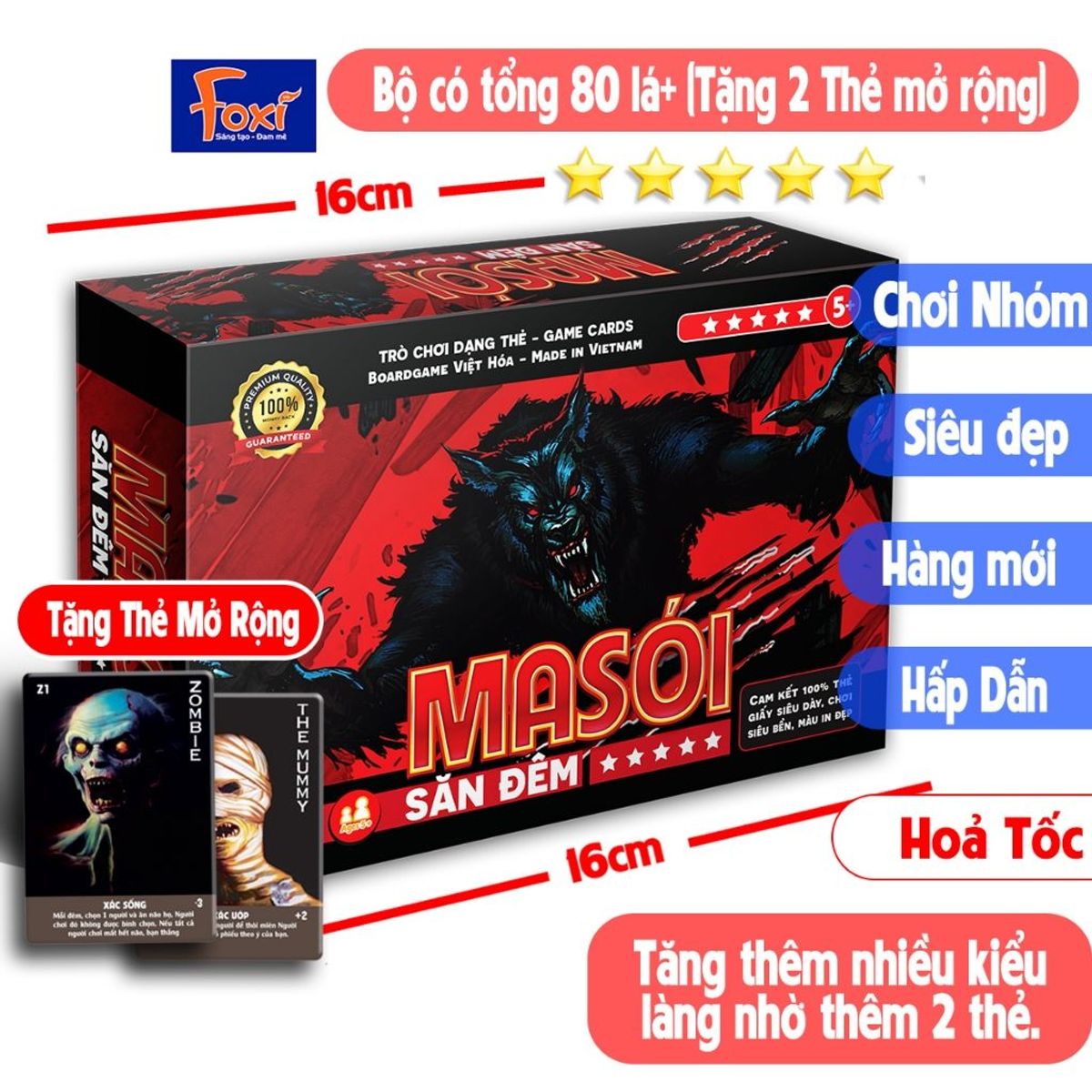 Board game-Thẻ mở rộng Ma Sói Săn Đêm việt hóa Foxi-Werewoft-thẻ in sắc nét-siêu dày Board game-Thẻ mở rộng Ma Sói Săn Đêm việt hóa Foxi-Werewoft-thẻ in sắc nét-siêu dày