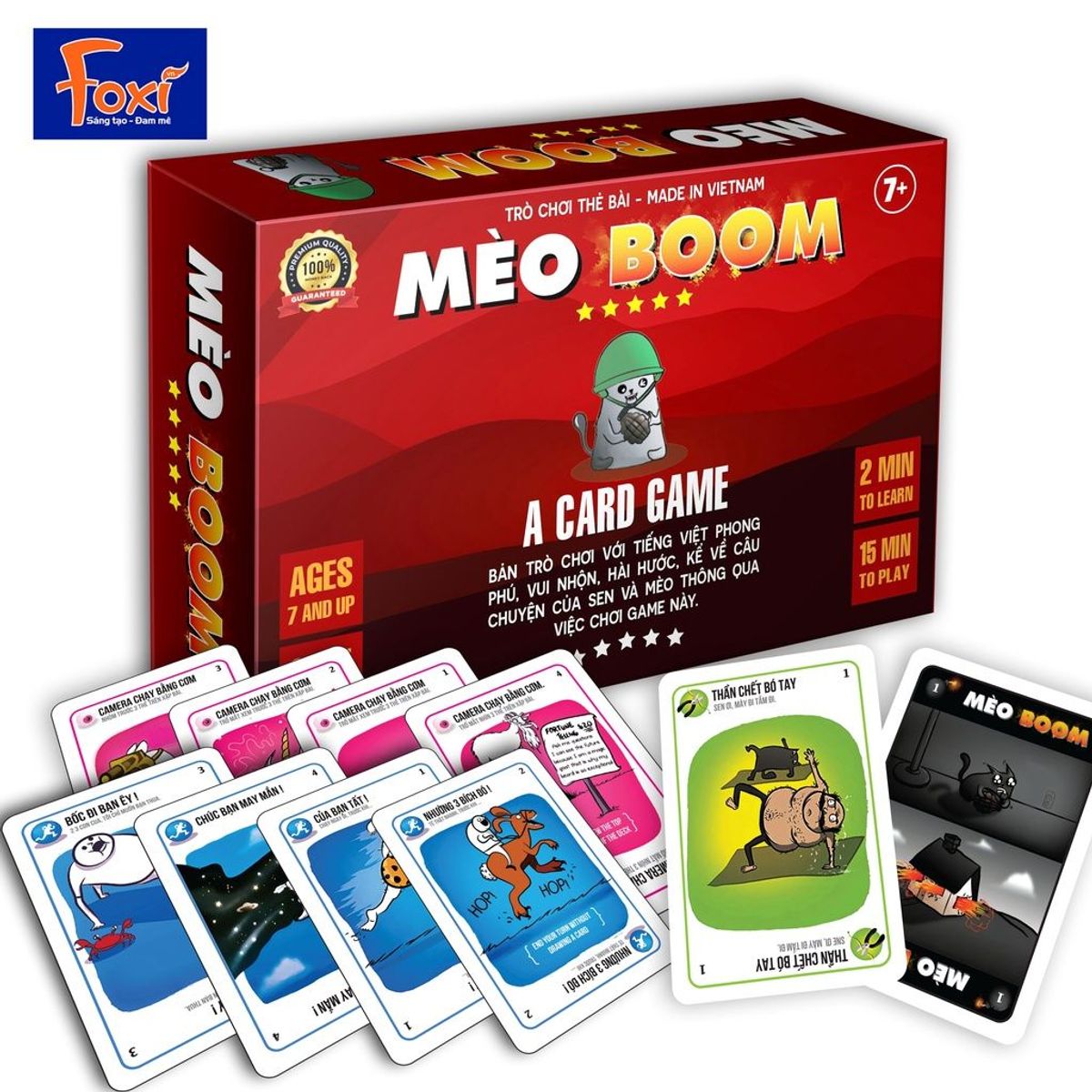Board game-Mèo Boom-Mèo Nổ-Exploding kittens-Foxi-trò chơi gia đình-bạn bè-hấp dẫn-kịch tính Board game-Mèo Boom-Mèo Nổ-Exploding kittens-Foxi-trò chơi gia đình-bạn bè-hấp dẫn-kịch tính