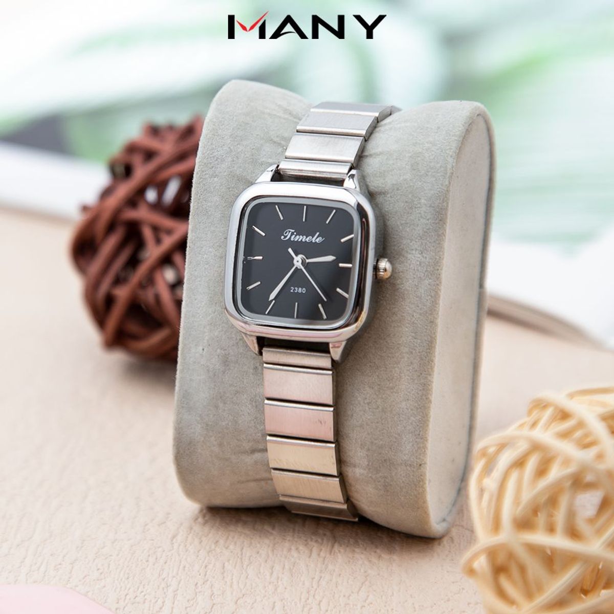 Đồng hồ nữ Timele mặt vuông dây inox Đồng hồ nữ Timele mặt vuông dây inox
