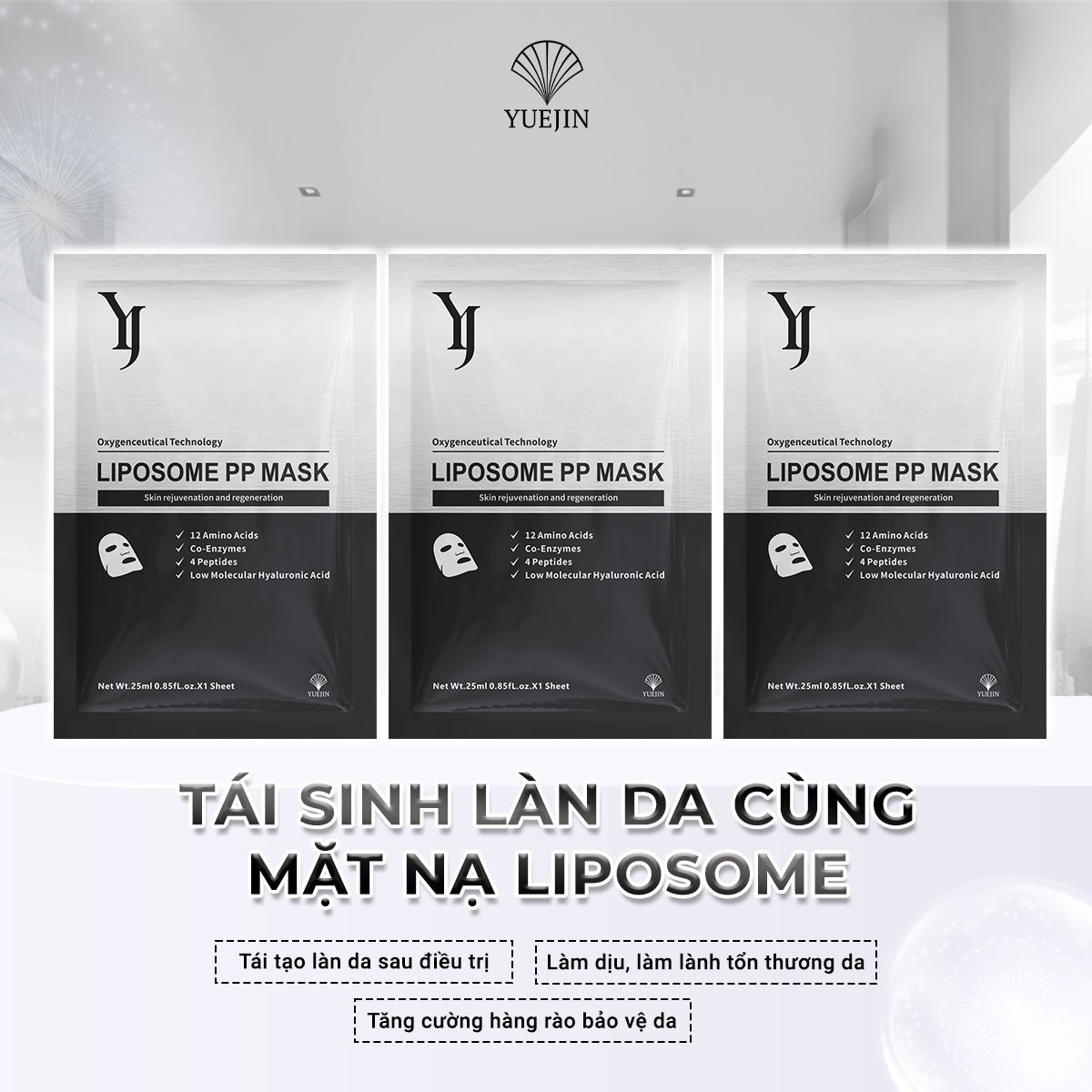 Mặt nạ Đen phục hồi Yuejin Liposome PP - Mặt nạ nuôi dưỡng tế bào, phục hồi nhanh, cấp ẩm Mặt nạ Đen phục hồi Yuejin Liposome PP - Mặt nạ nuôi dưỡng tế bào, phục hồi nhanh, cấp ẩm