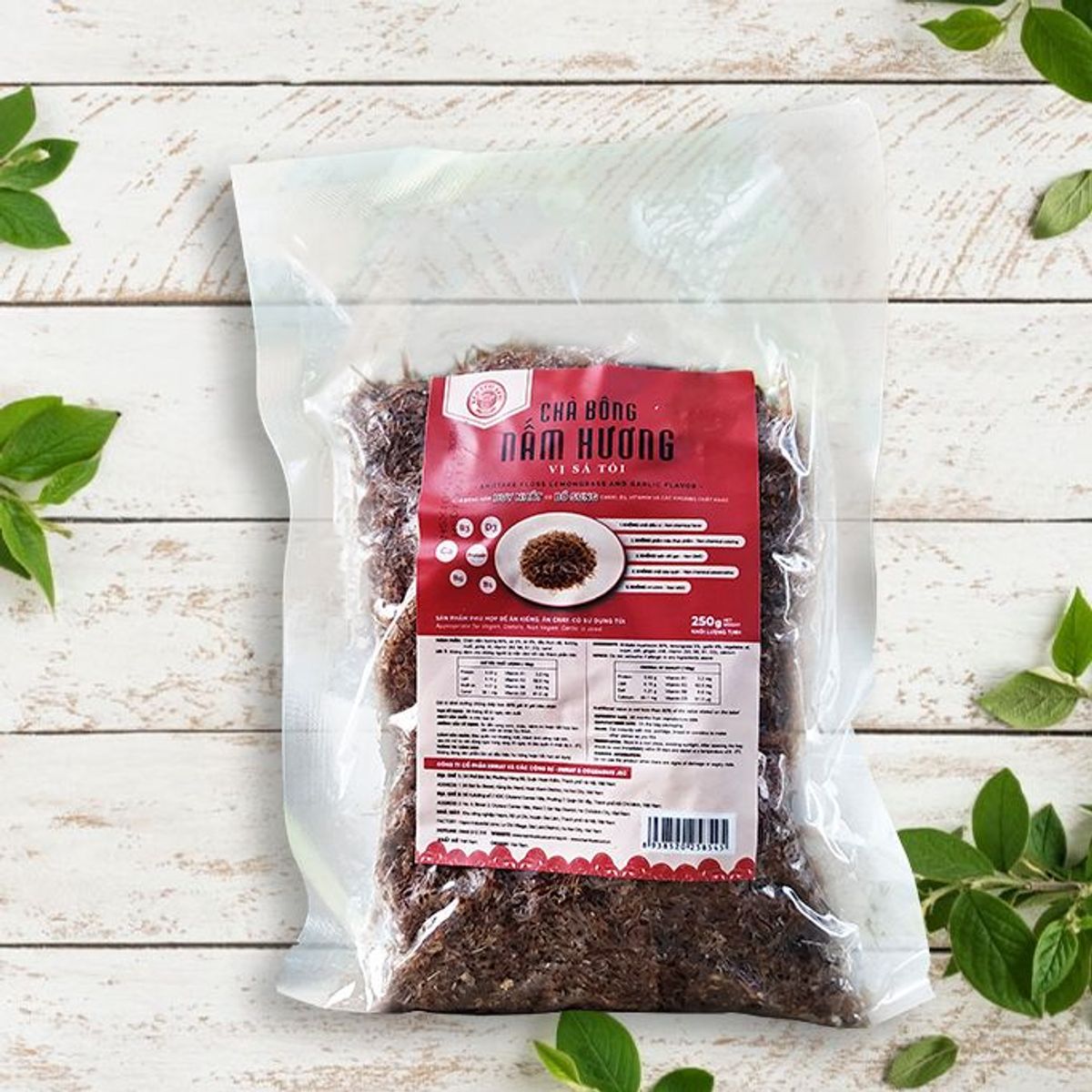 Chà Bông Nấm Hương Chay Vị Cay Ngọt túi 250g - Nấm Tươi Cười Chà Bông Nấm Hương Chay Vị Cay Ngọt túi 250g - Nấm Tươi Cười
