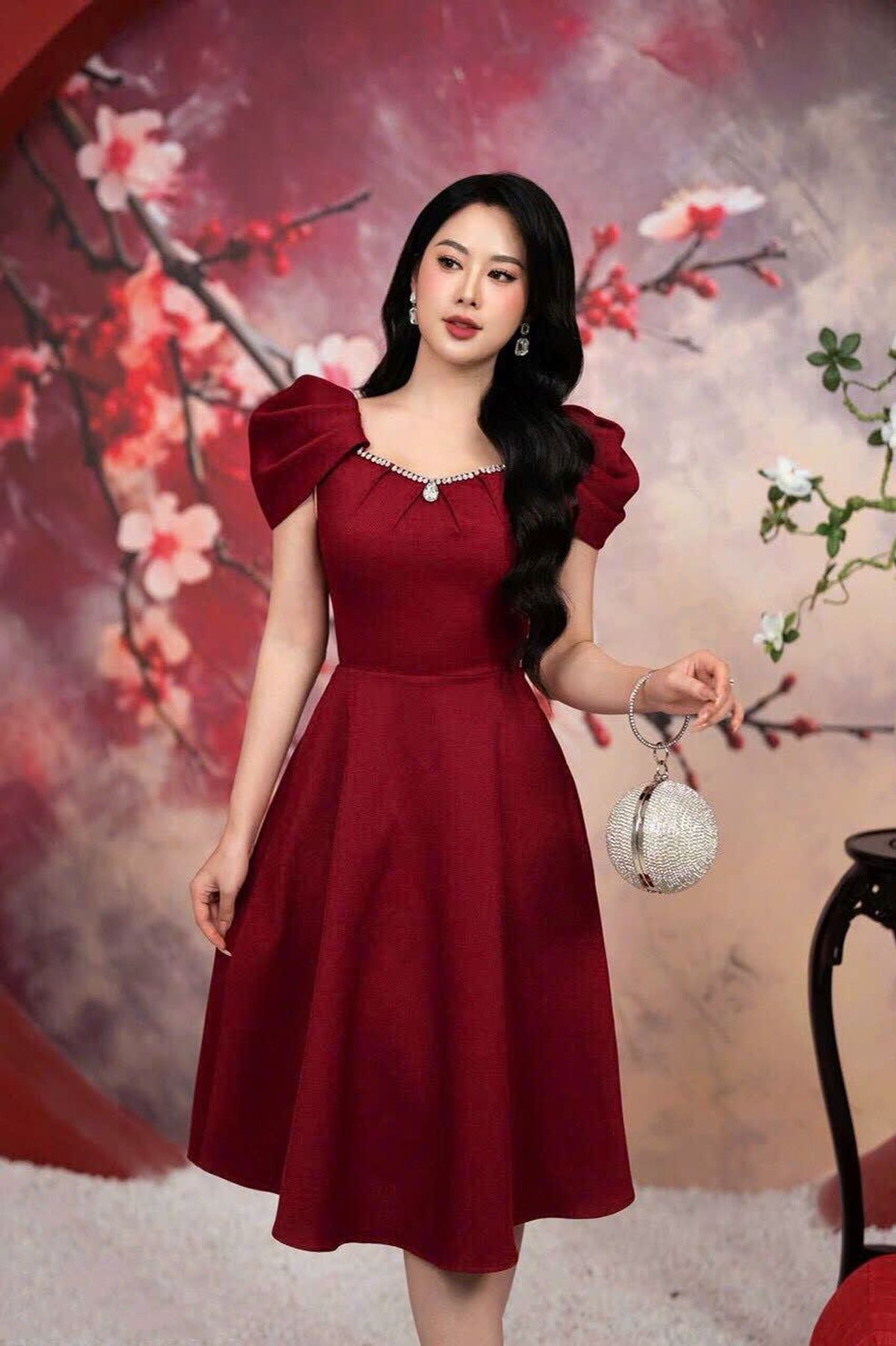 Đầm Xòe Tay Xếp Ly Kèm PK - Sang Trọng Hàng Cao Cấp Đầm Xòe Tay Xếp Ly Kèm PK - Sang Trọng Hàng Cao Cấp