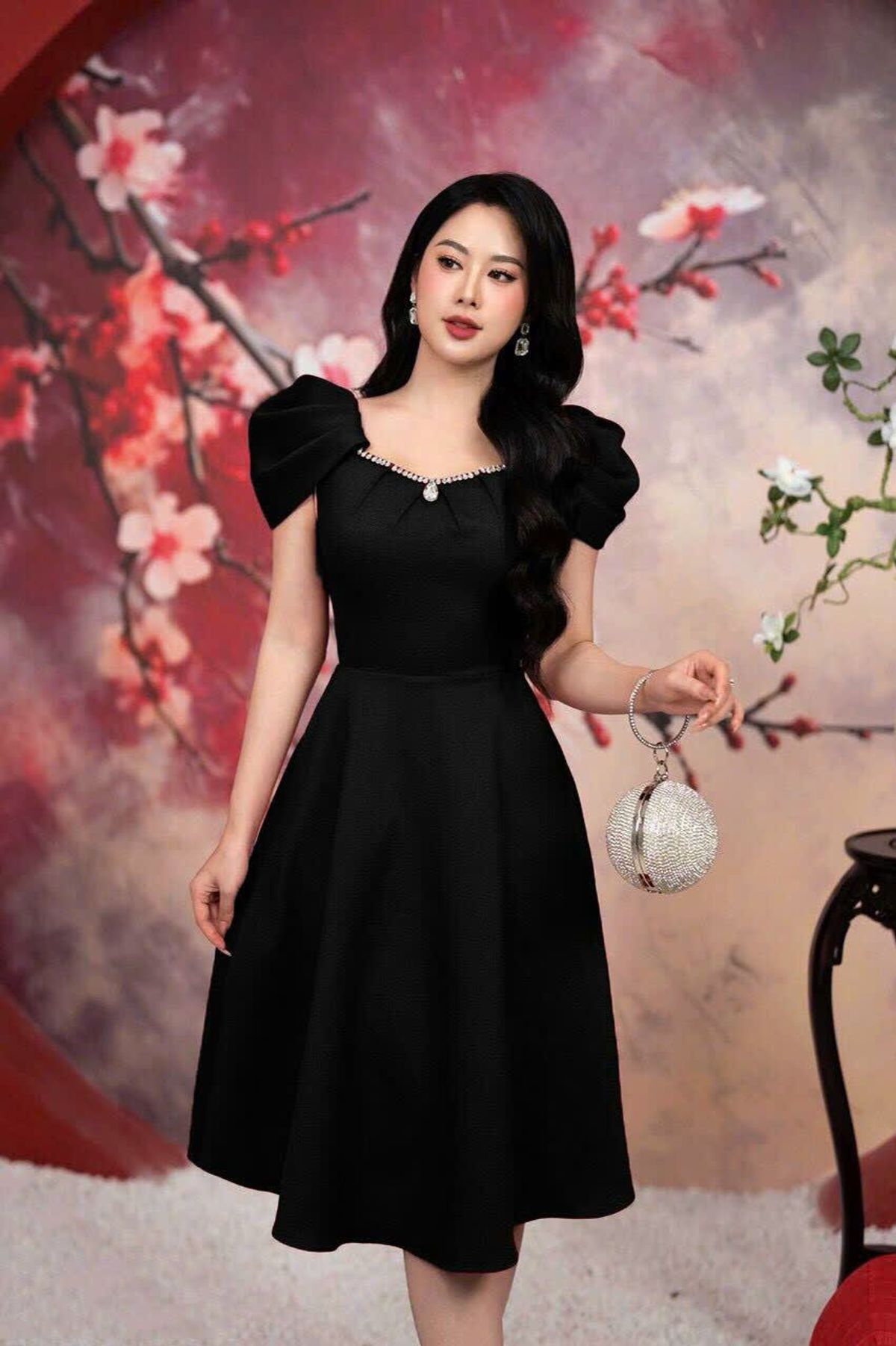 Đầm Xòe Tay Xếp Ly Kèm PK - Sang Trọng Hàng Cao Cấp Đầm Xòe Tay Xếp Ly Kèm PK - Sang Trọng Hàng Cao Cấp
