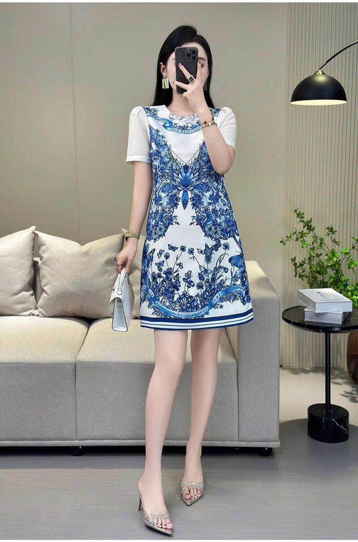 Đầm quảng châu lụa phom suông cao cấp Đầm quảng châu lụa phom suông cao cấp