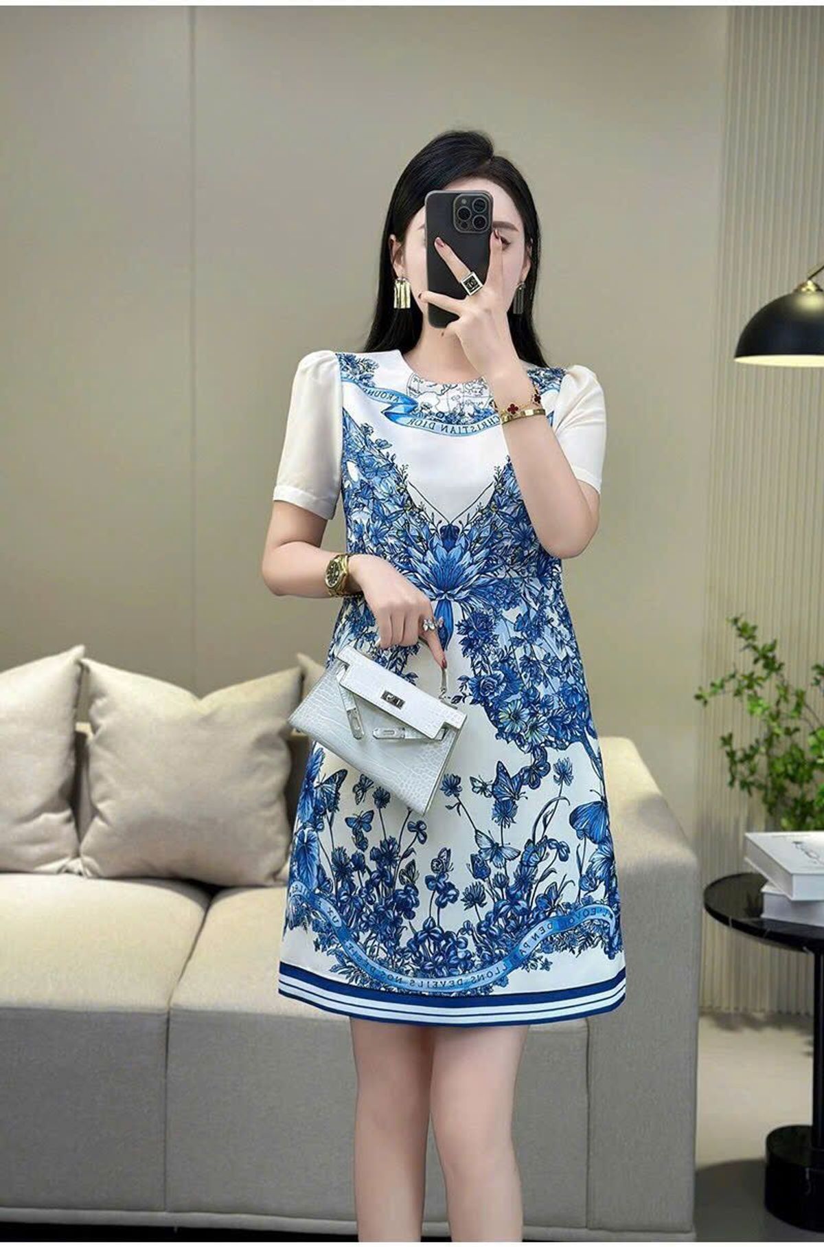 Đầm quảng châu lụa phom suông cao cấp Đầm quảng châu lụa phom suông cao cấp