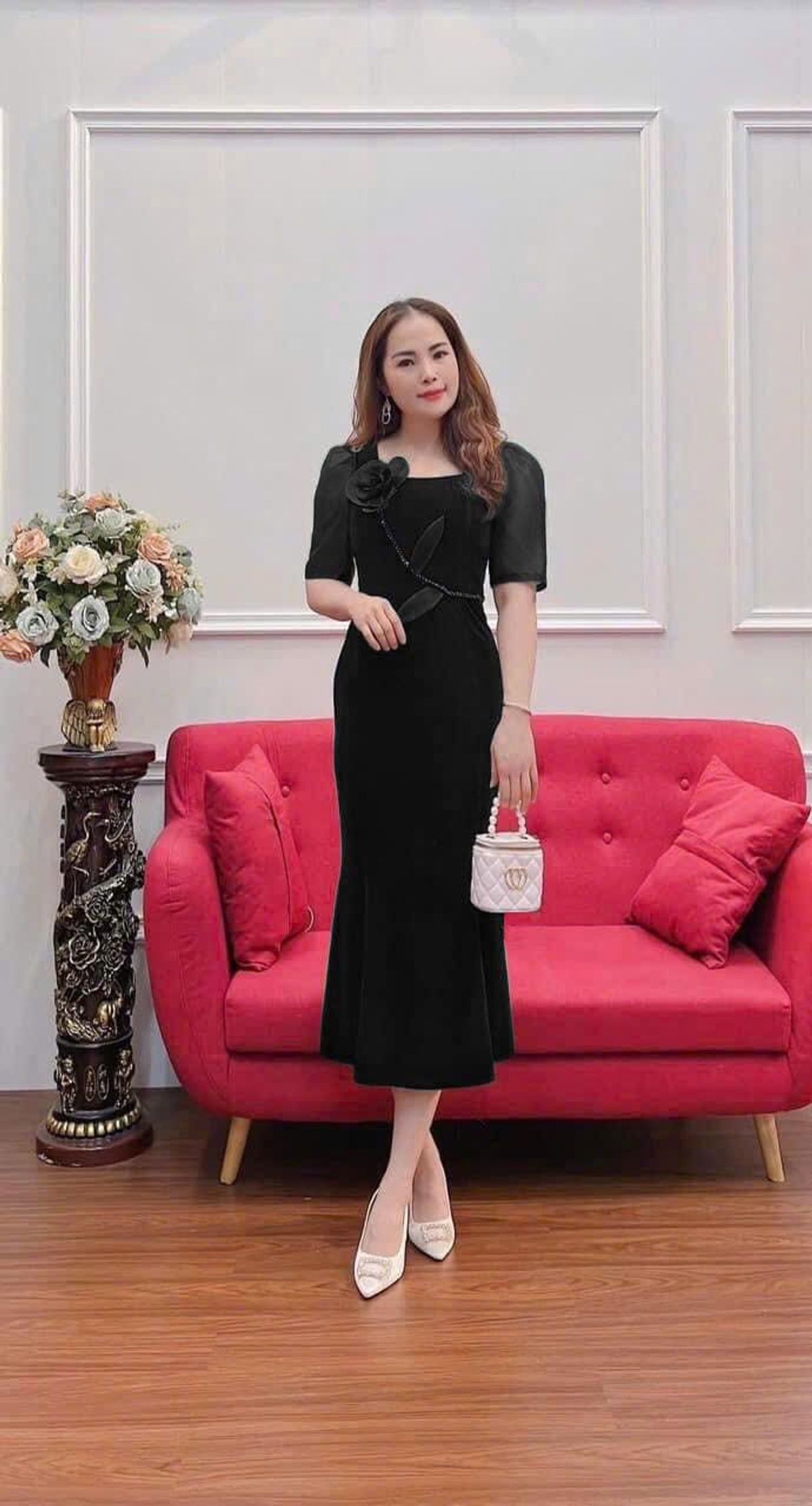 Đầm đuôi cá hoa Hồng thiết kế tôn dáng sang trọng hàng cao cấp Đầm đuôi cá hoa Hồng thiết kế tôn dáng sang trọng hàng cao cấp