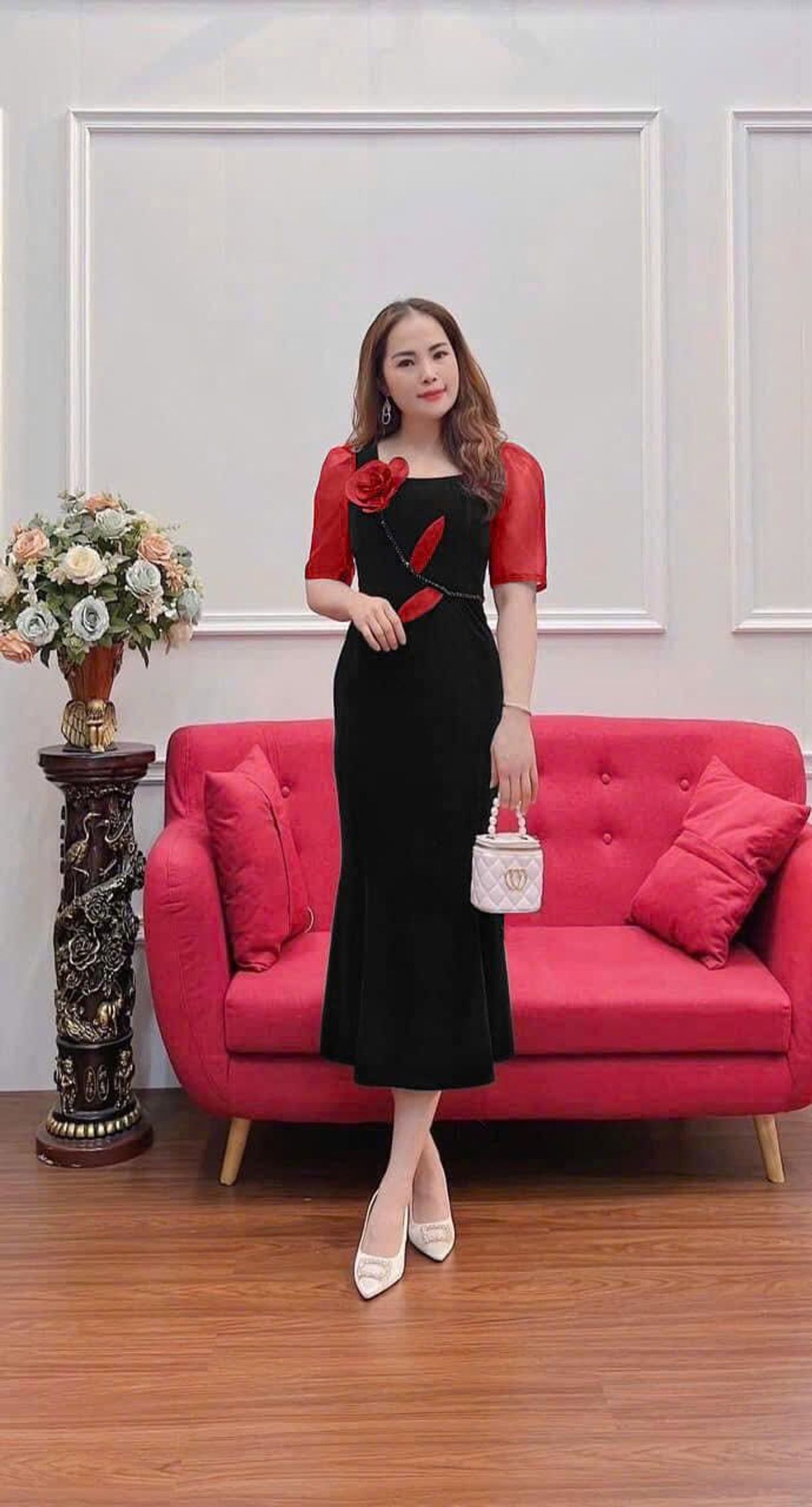 Đầm đuôi cá hoa Hồng thiết kế tôn dáng sang trọng hàng cao cấp Đầm đuôi cá hoa Hồng thiết kế tôn dáng sang trọng hàng cao cấp
