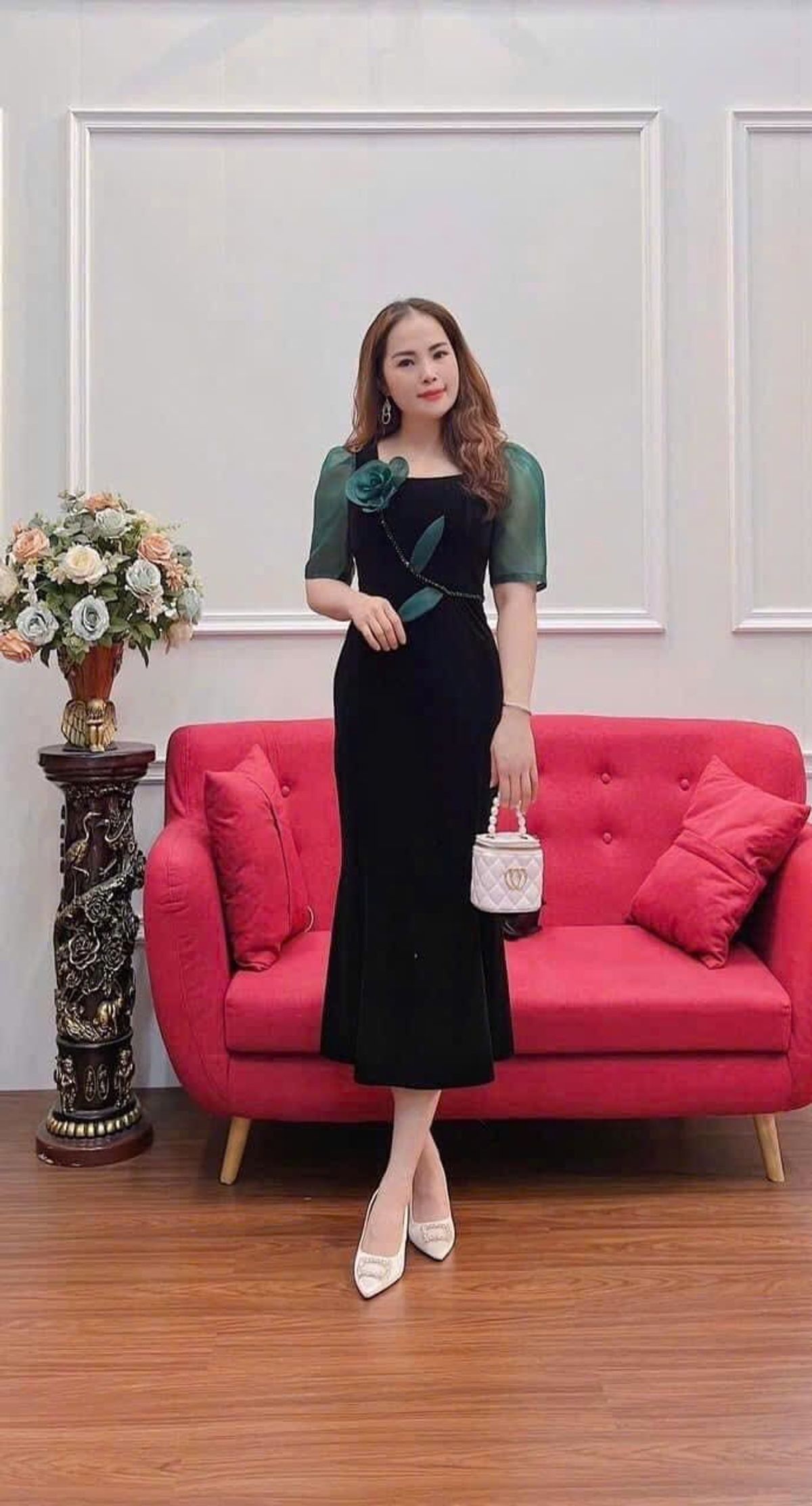 Đầm đuôi cá hoa Hồng thiết kế tôn dáng sang trọng hàng cao cấp Đầm đuôi cá hoa Hồng thiết kế tôn dáng sang trọng hàng cao cấp