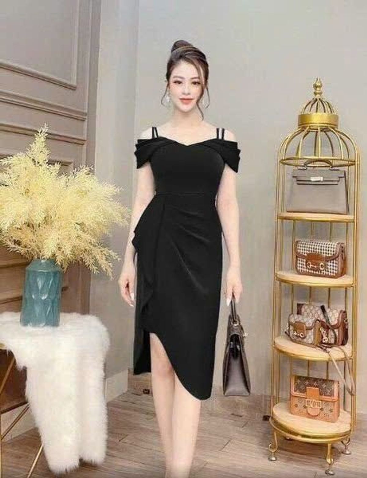 Đầm trễ vai hai dây cao cấp New Fashion Đầm trễ vai hai dây cao cấp New Fashion