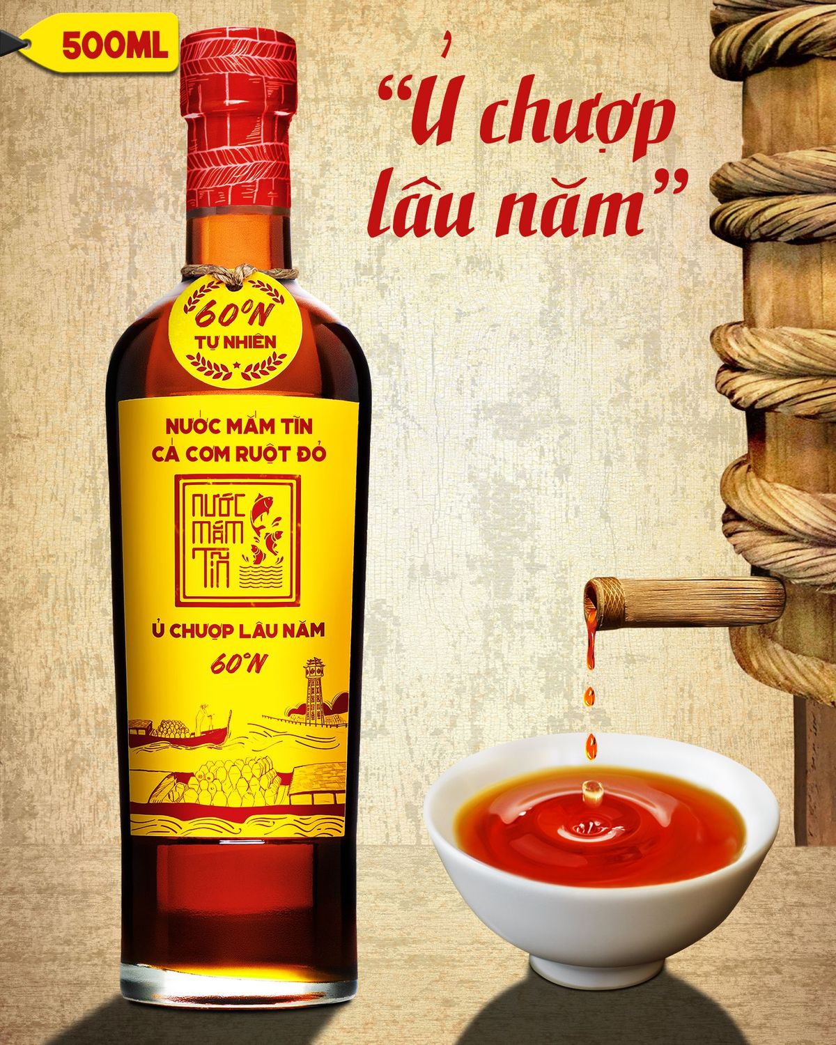 01 CHAI NƯỚC MẮM TĨN CÁ CƠM RUỘT ĐỎ ĐỘ ĐẠM 60N CHAI THỦY TINH 500ML - NƯỚC MẮM TĨN 01 CHAI NƯỚC MẮM TĨN CÁ CƠM RUỘT ĐỎ ĐỘ ĐẠM 60N CHAI THỦY TINH 500ML - NƯỚC MẮM TĨN