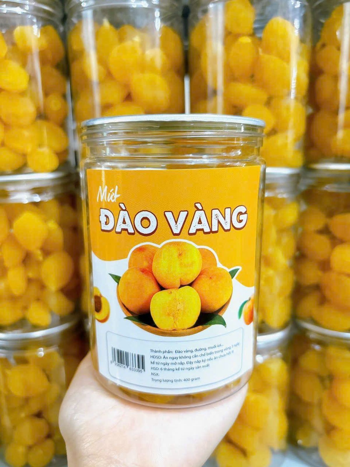 Mứt Đào Vàng Hũ 400G Mứt Đào Vàng Hũ 400G