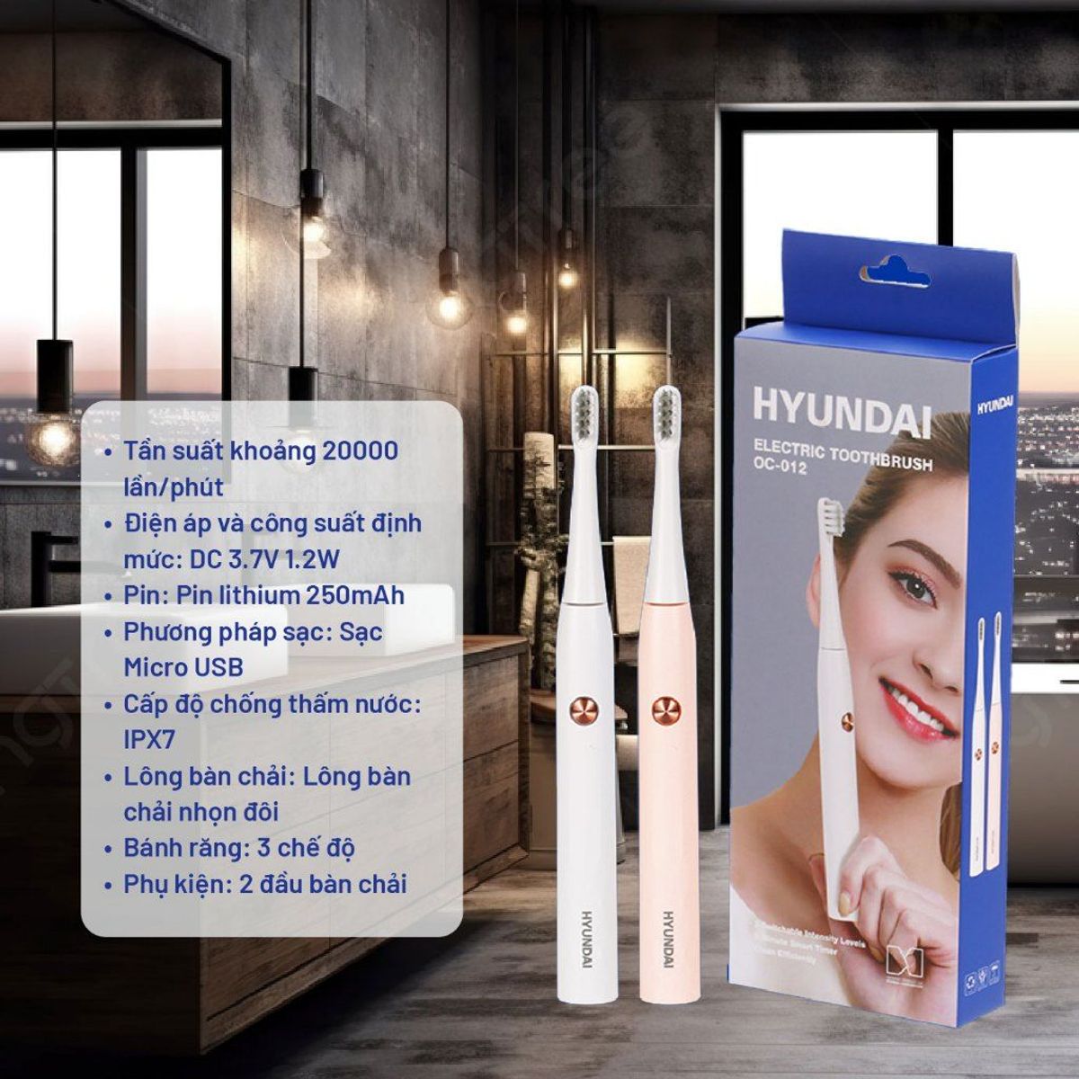 Bàn Chải Điện Hyundai OC012 Chính Hãng Bảo Hành 12 Tháng Bàn Chải Điện Hyundai OC012 Chính Hãng Bảo Hành 12 Tháng