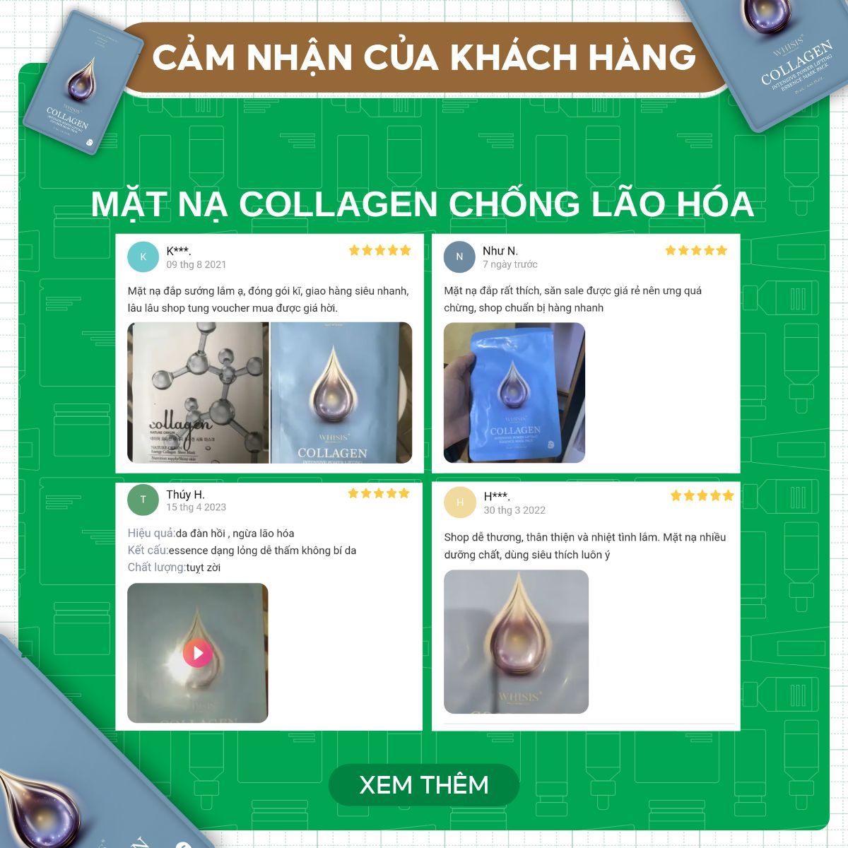 Combo Hộp 10 Mặt Nạ Collagen Chống Lão Hóa Chuyên Sâu WHISIS Intensive Collagen Power Lifting Essence 25ml/miếng Combo Hộp 10 Mặt Nạ Collagen Chống Lão Hóa Chuyên Sâu WHISIS Intensive Collagen Power Lifting Essence 25ml/miếng