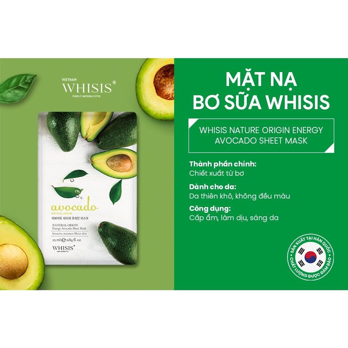 Combo 10 Mặt Nạ Bơ Sữa WHISIS Nature Origin Energy Avocado Cấp Nước, Tăng Cường Độ Đàn Hồi Của Da 25ml/miếng Combo 10 Mặt Nạ Bơ Sữa WHISIS Nature Origin Energy Avocado Cấp Nước, Tăng Cường Độ Đàn Hồi Của Da 25ml/miếng