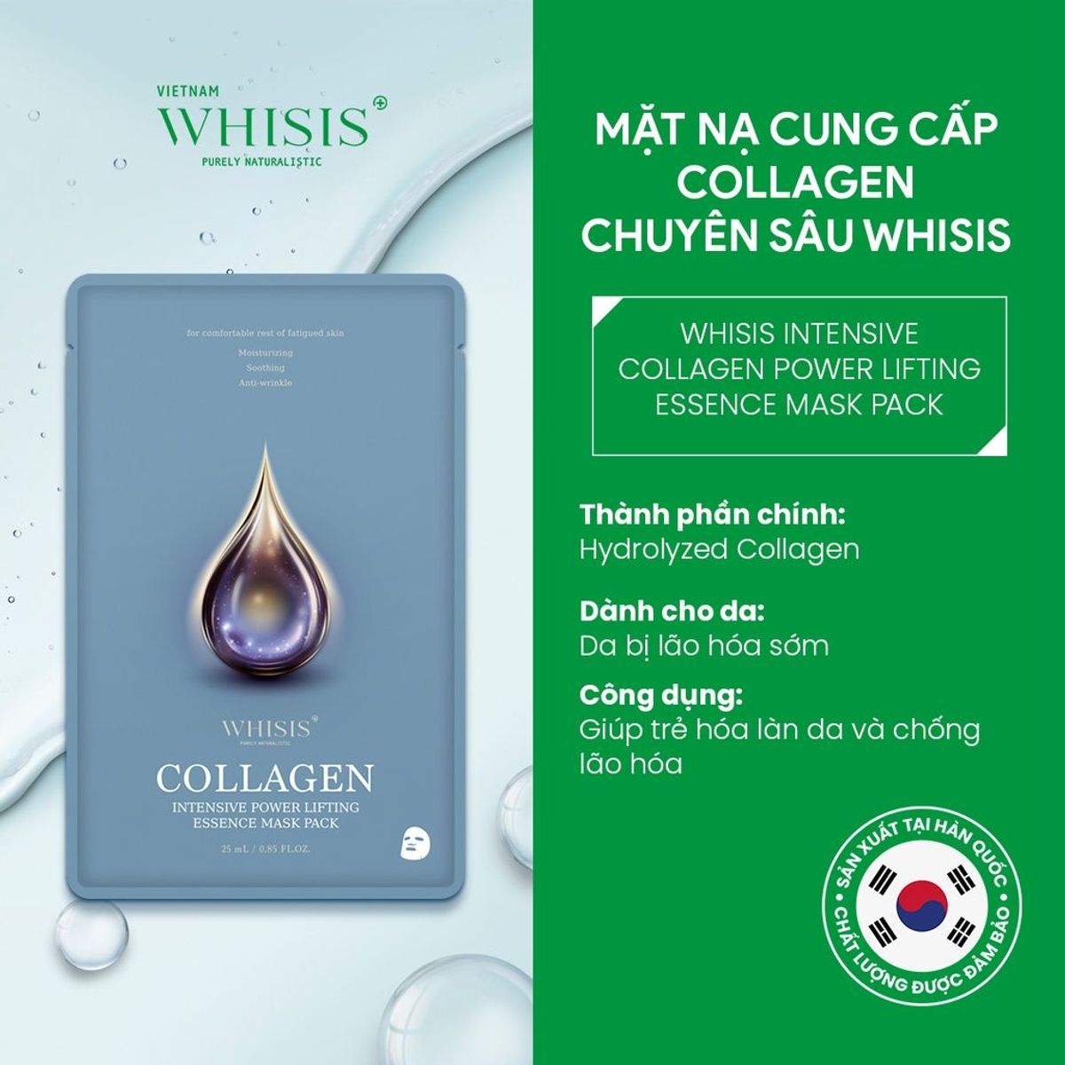 Mặt Nạ Siêu Dưỡng Chất Collagen Cao Cấp Chăm Sóc Da Chuyên Sâu WHISIS Intensive Collagen Power Lifting Essence 25ml Mặt Nạ Siêu Dưỡng Chất Collagen Cao Cấp Chăm Sóc Da Chuyên Sâu WHISIS Intensive Collagen Power Lifting Essence 25ml