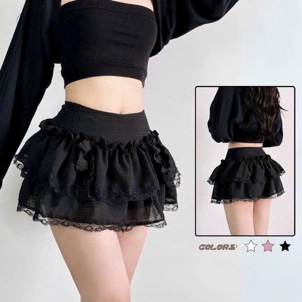 Chân váy dáng xòe xốp đũi nhiều tầng BAE phối ren và nơ ( ảnh thật) Chân váy dáng xòe xốp đũi nhiều tầng BAE phối ren và nơ ( ảnh thật)