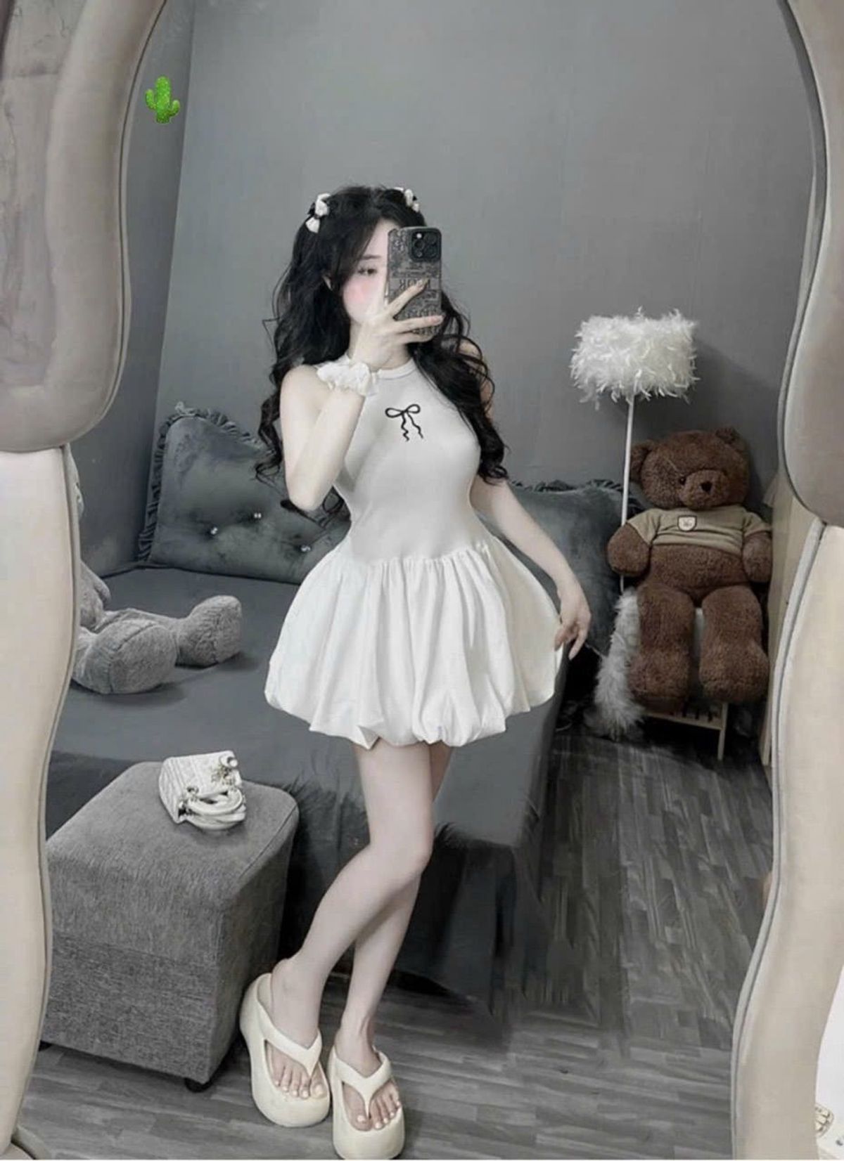 Đầm bí thêu nơ cute - Như Ý Boutique Đầm bí thêu nơ cute - Như Ý Boutique