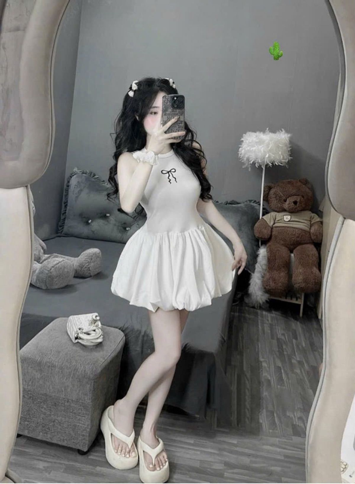 Đầm bí thêu nơ cute - Như Ý Boutique Đầm bí thêu nơ cute - Như Ý Boutique