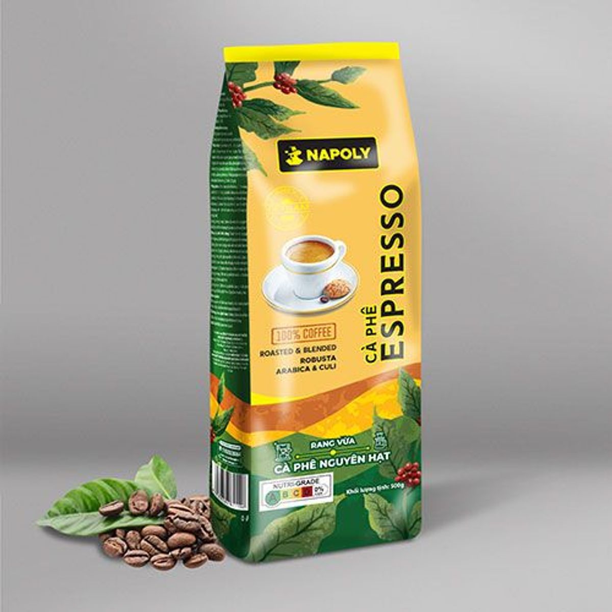 Cà Phê Hạt ESPRESSO Napoly Coffee Nguyên Chất Robusta & Arabica Rang Mộc Thơm Nồng Cho PHA MÁY, PHA PHIN - Túi 500g Cà Phê Hạt ESPRESSO Napoly Coffee Nguyên Chất Robusta & Arabica Rang Mộc Thơm Nồng Cho PHA MÁY, PHA PHIN - Túi 500g