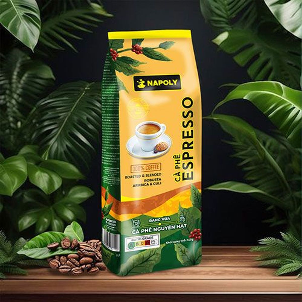 Cà Phê Hạt ESPRESSO Napoly Coffee Nguyên Chất Robusta & Arabica Rang Mộc Thơm Nồng Cho PHA MÁY, PHA PHIN - Túi 500g Cà Phê Hạt ESPRESSO Napoly Coffee Nguyên Chất Robusta & Arabica Rang Mộc Thơm Nồng Cho PHA MÁY, PHA PHIN - Túi 500g