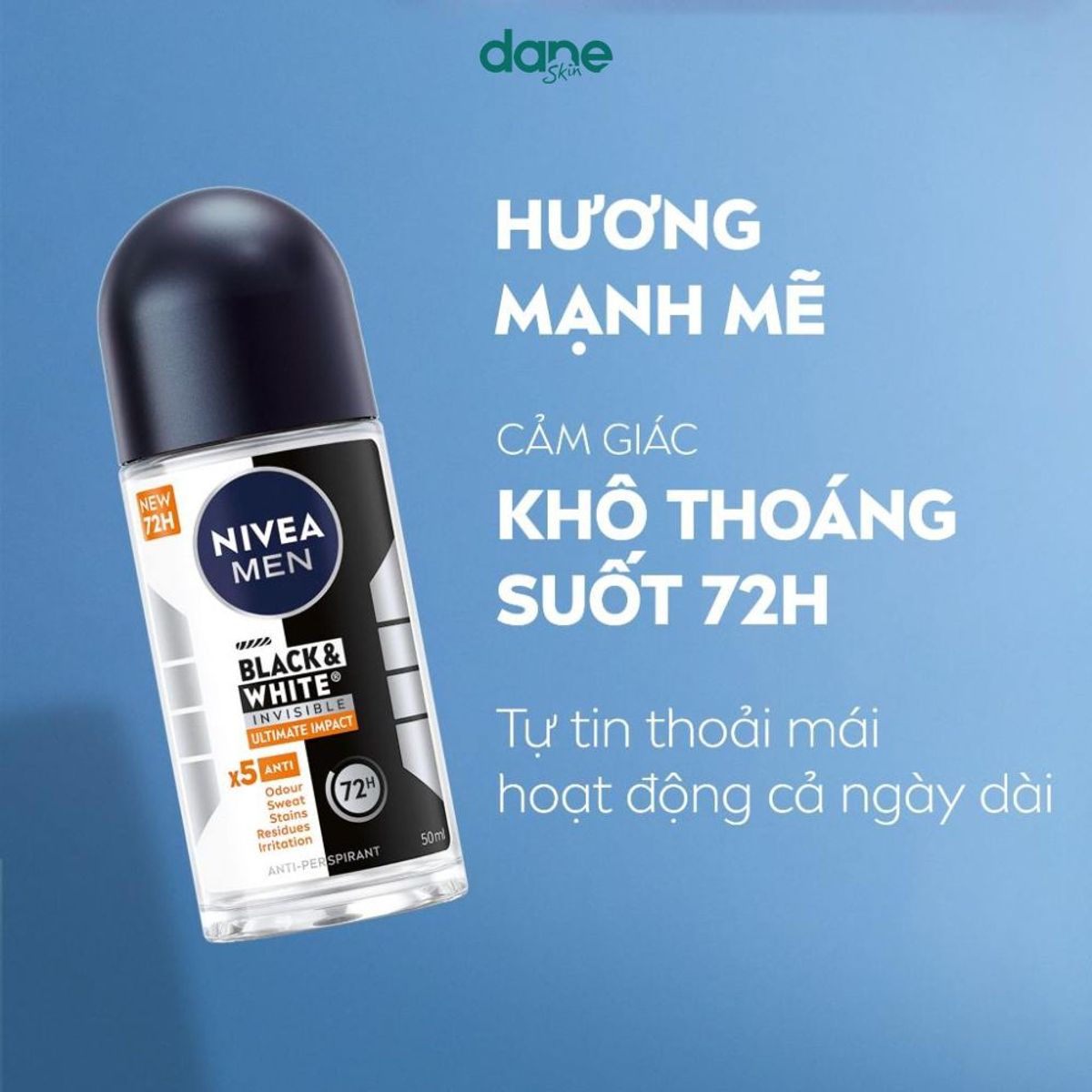 Lăn Khử Mùi Cho Nam NIVEA MEN 50ml - khử mùi, ngăn tiết mồ hôi, khô thoáng đến 72h Lăn Khử Mùi Cho Nam NIVEA MEN 50ml - khử mùi, ngăn tiết mồ hôi, khô thoáng đến 72h