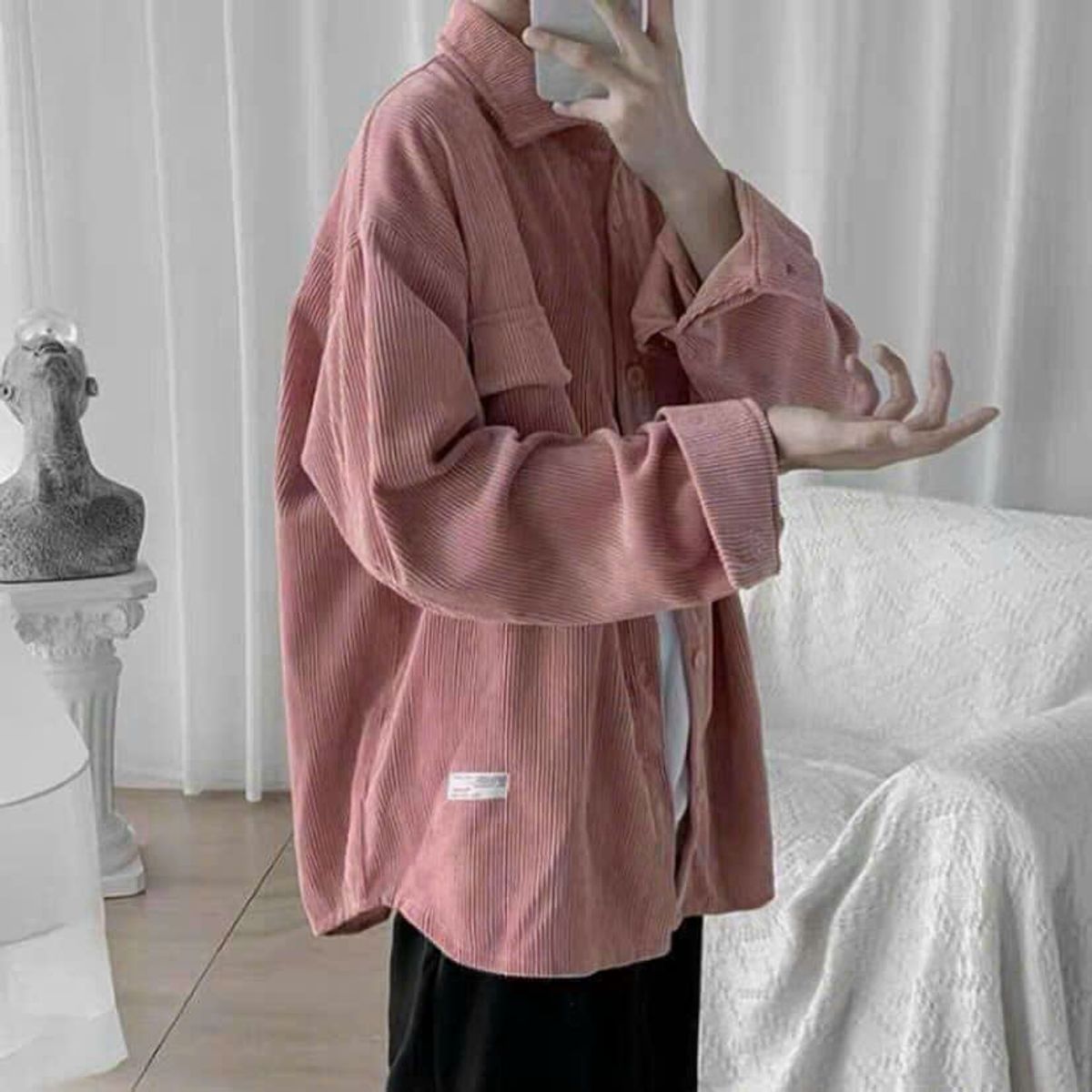 Áo Sơmi Nhung form rộng/Nam Nữ Unisex Áo Sơmi Nhung form rộng/Nam Nữ Unisex