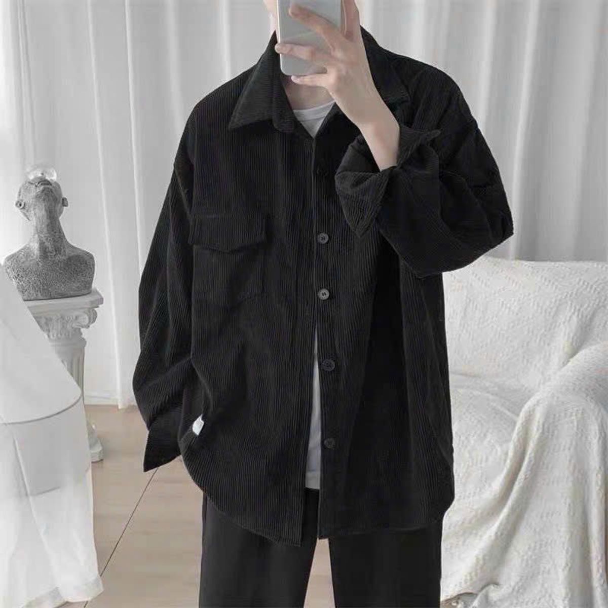 Áo Sơmi Nhung form rộng/Nam Nữ Unisex Áo Sơmi Nhung form rộng/Nam Nữ Unisex