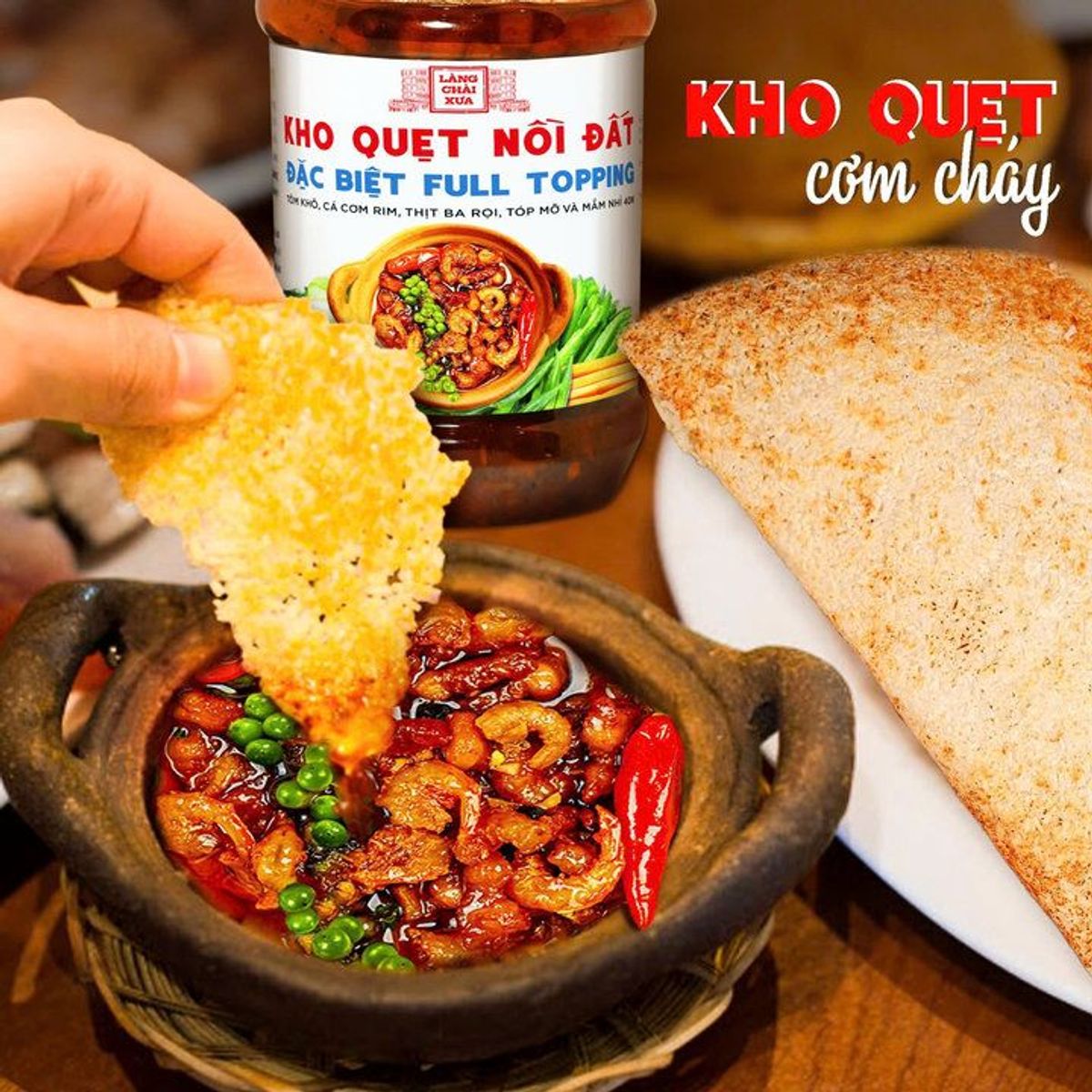 KHO QUẸT NỒI ĐẤT LÀNG CHÀI XƯA THƠM NGON ĐẶC BIỆT FULL TOPPING TÔM KHÔ, CÁ CƠM RIM, THỊT BA RỌI, TỐP MỠ MẮM NHỈ HỦ 250G KHO QUẸT NỒI ĐẤT LÀNG CHÀI XƯA THƠM NGON ĐẶC BIỆT FULL TOPPING TÔM KHÔ, CÁ CƠM RIM, THỊT BA RỌI, TỐP MỠ MẮM NHỈ HỦ 250G