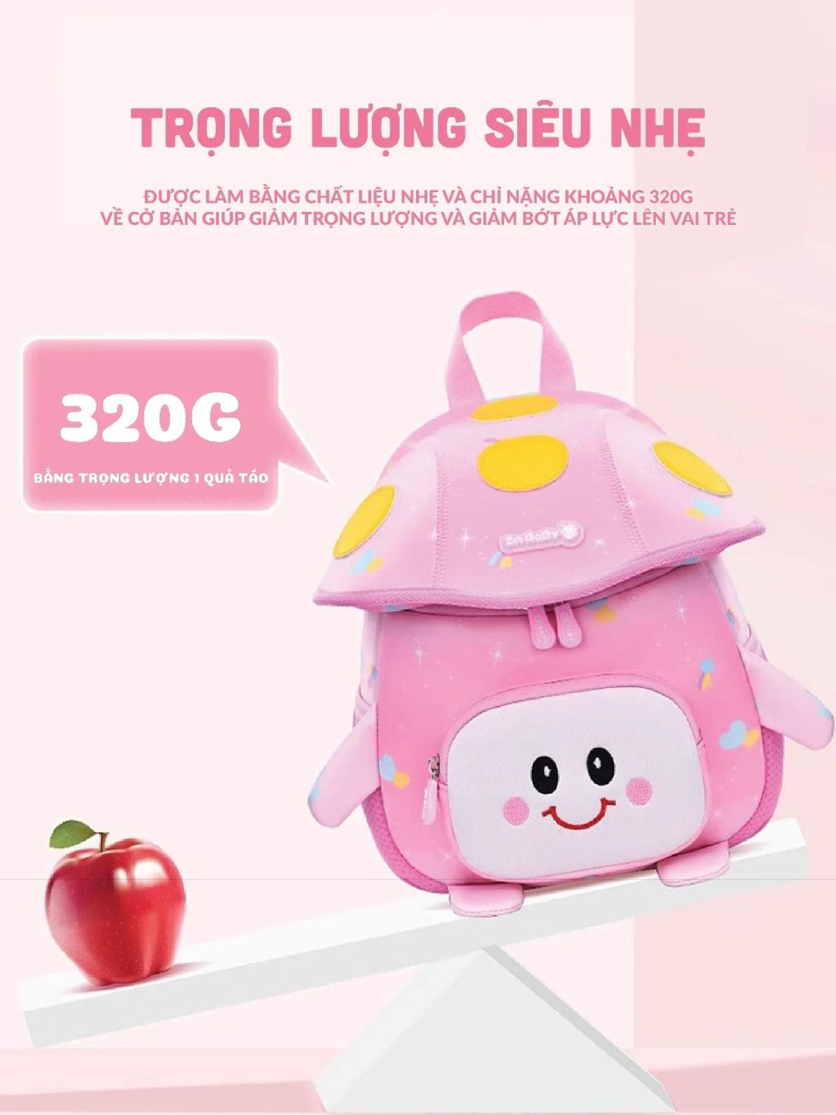 BALO HÌNH NẤM CHỐNG THẤM SIÊU ĐÁNG YÊU CHO BÉ TỪ 2-5 TUỔI WH837 - WINNIE HOUSE BALO HÌNH NẤM CHỐNG THẤM SIÊU ĐÁNG YÊU CHO BÉ TỪ 2-5 TUỔI WH837 - WINNIE HOUSE