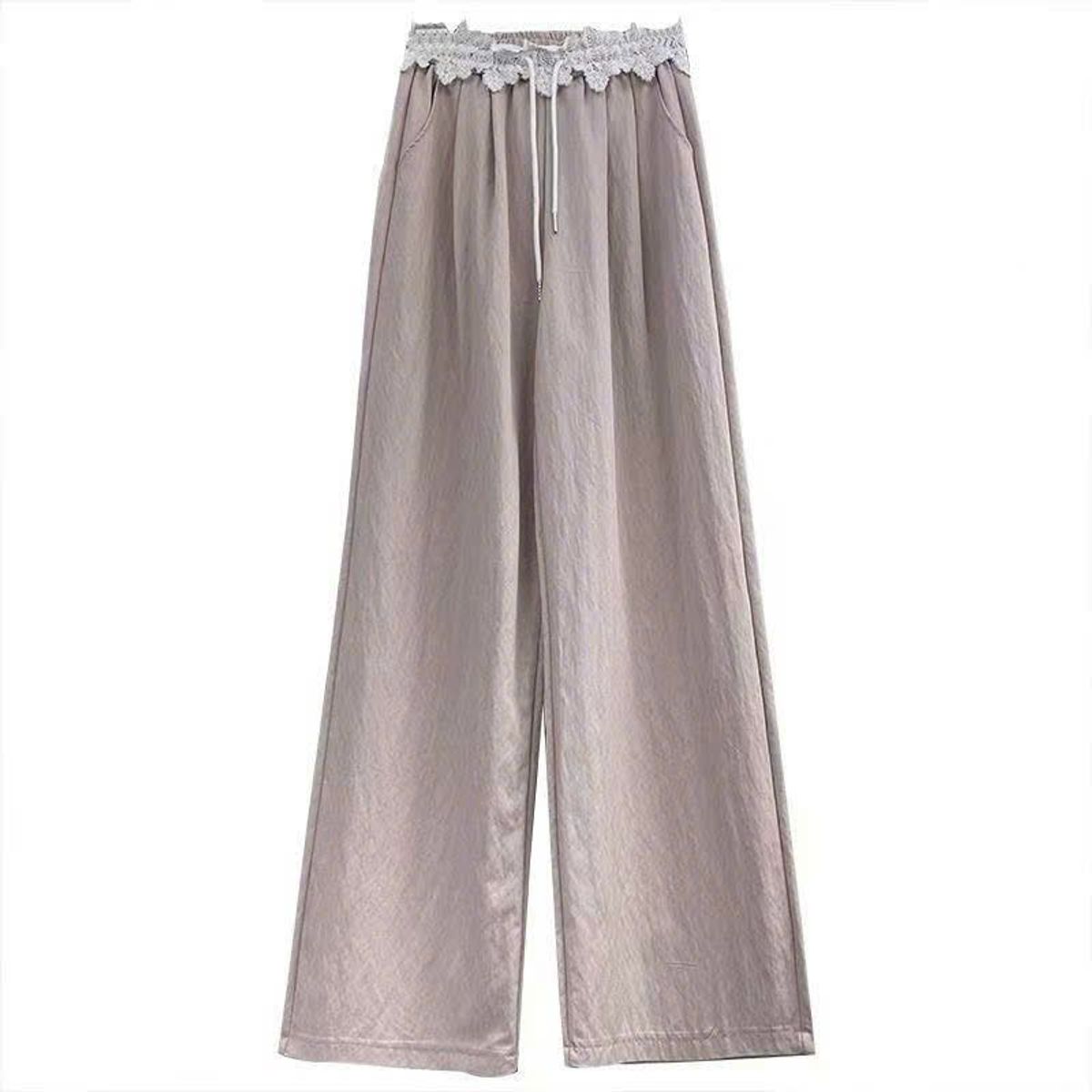 Quần Ống Rộng Trơn Phối Lưng Ren Chất Dù Nhăn Mịn Mát Freesize Dưới 63kg Quần Ống Rộng Trơn Phối Lưng Ren Chất Dù Nhăn Mịn Mát Freesize Dưới 63kg