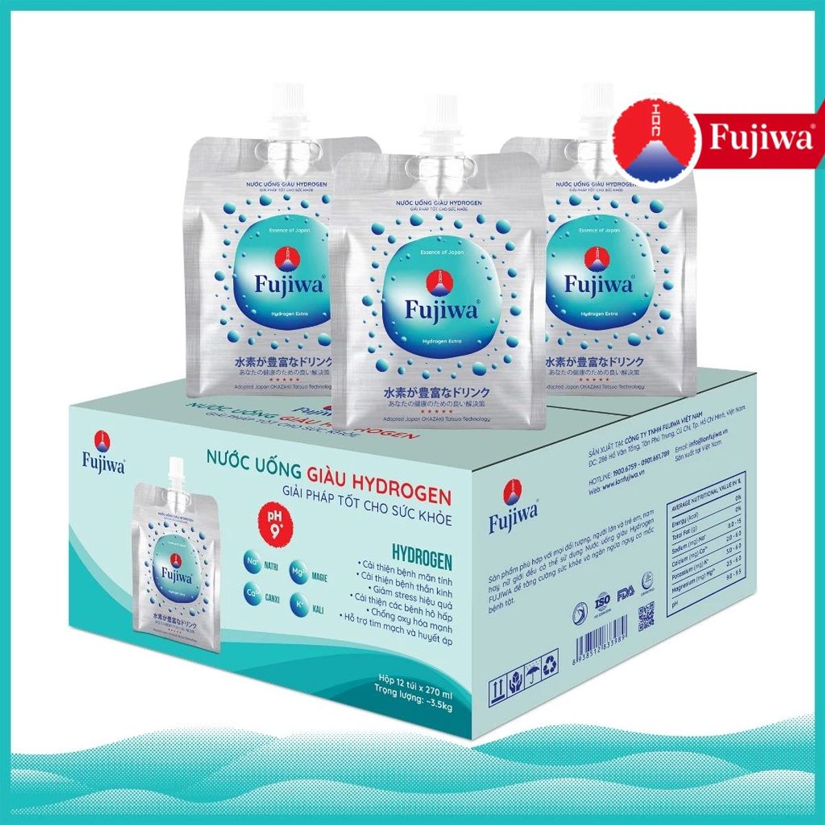 Thùng 48 Túi Nước Uống Ion Kiềm Giàu Hydrogen Cao Cấp Fujiwa Dạng Túi Bạc 270ml - Detox Nhanh Chống Oxy hoá Mạnh Thùng 48 Túi Nước Uống Ion Kiềm Giàu Hydrogen Cao Cấp Fujiwa Dạng Túi Bạc 270ml - Detox Nhanh Chống Oxy hoá Mạnh
