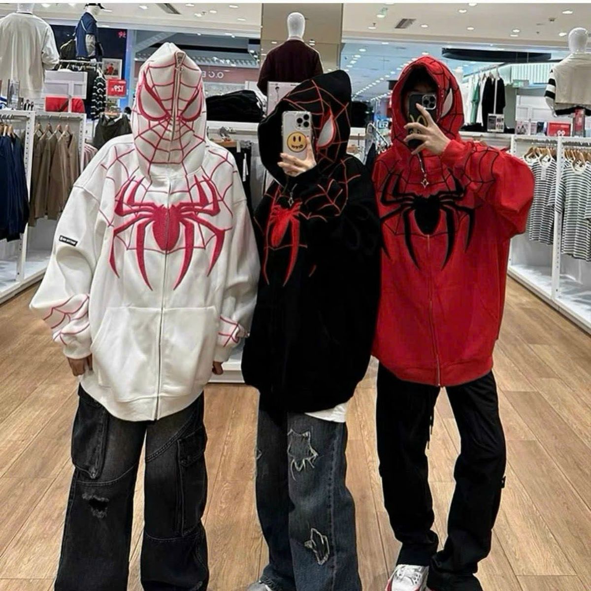 Áo khoác nam nữ hình nhện phù hợp chơi Halloween Áo khoác nam nữ hình nhện phù hợp chơi Halloween