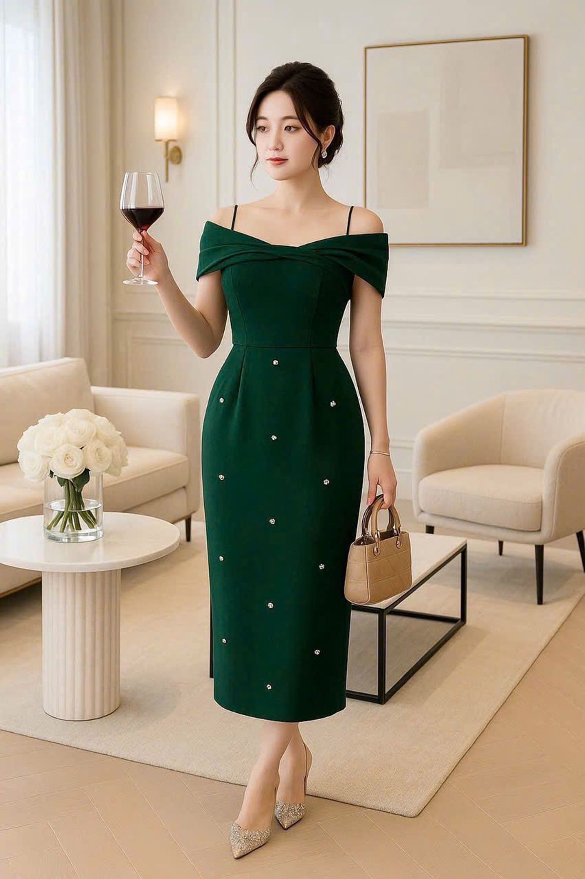 Đầm body trễ bái đính hạt sang trọng hàng cao cấp Sk756734 Đầm body trễ bái đính hạt sang trọng hàng cao cấp Sk756734