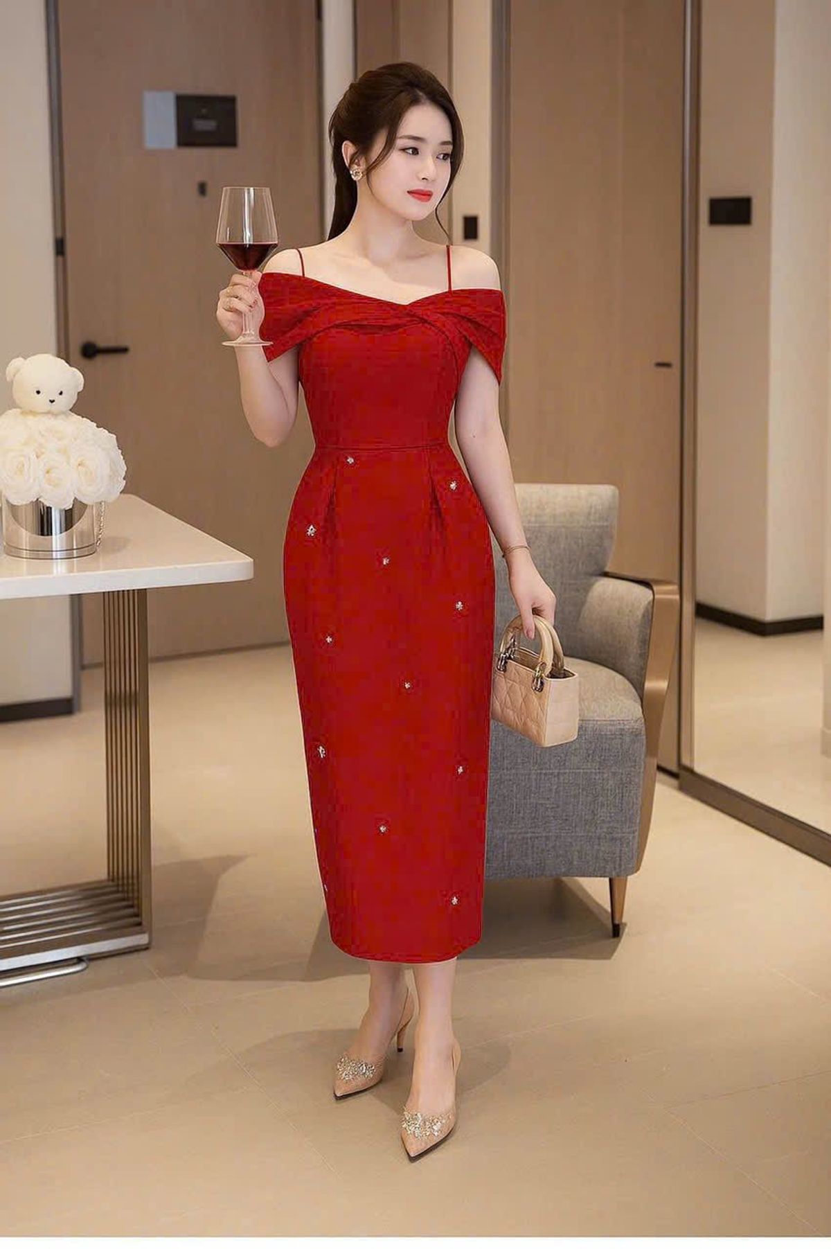 Đầm body trễ bái đính hạt sang trọng hàng cao cấp Sk756734 Đầm body trễ bái đính hạt sang trọng hàng cao cấp Sk756734