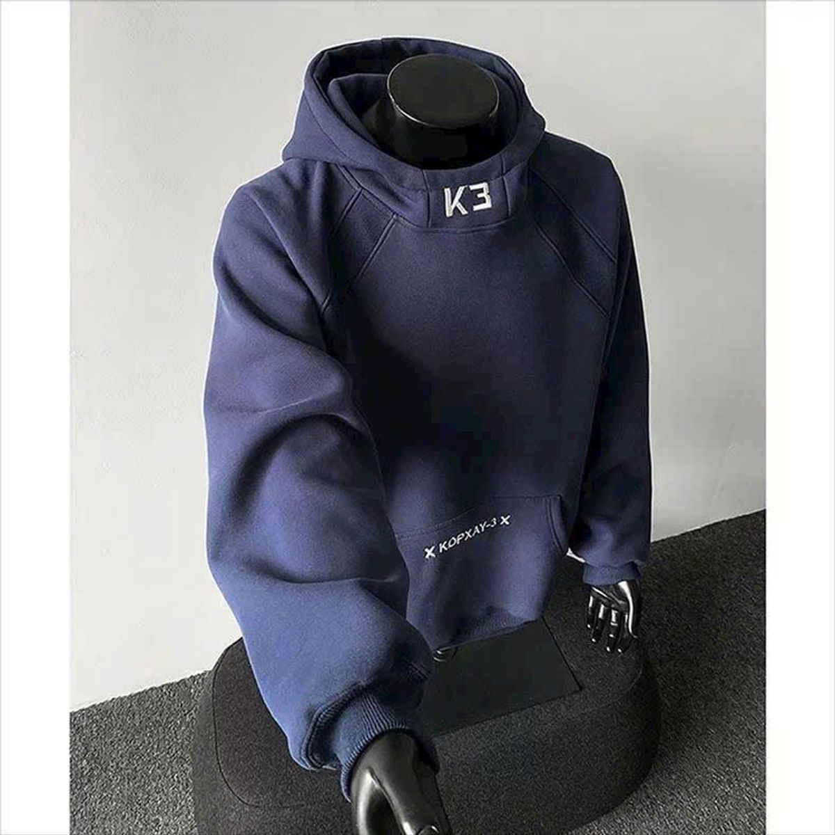 Áo Hoodie Logo Thêu KE Phối Raplang, Cổ Cao - Unisex Áo Hoodie Logo Thêu KE Phối Raplang, Cổ Cao - Unisex