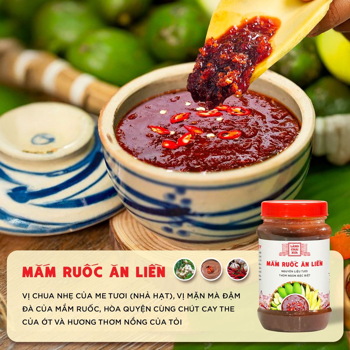 Mắm ruốc ăn liền Làng Chài Xưa hủ 260g (ăn thấy me tươi có hột chua chua rất ngon) nguyên liệu tươi thơm ngon đặc biệt Mắm ruốc ăn liền Làng Chài Xưa hủ 260g (ăn thấy me tươi có hột chua chua rất ngon) nguyên liệu tươi thơm ngon đặc biệt