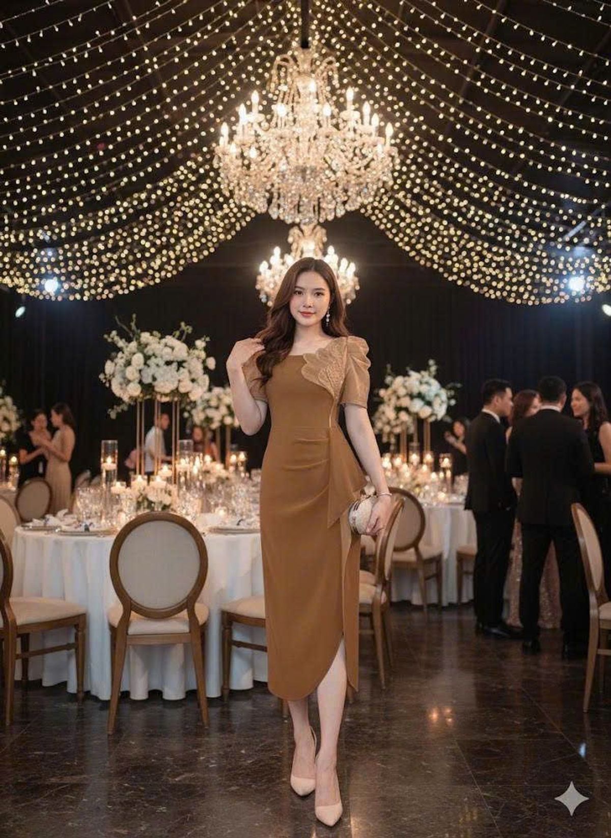 Đầm cổ vuông kết bông cườm dự tiệc sang trọng hàng cao cấp Đầm cổ vuông kết bông cườm dự tiệc sang trọng hàng cao cấp