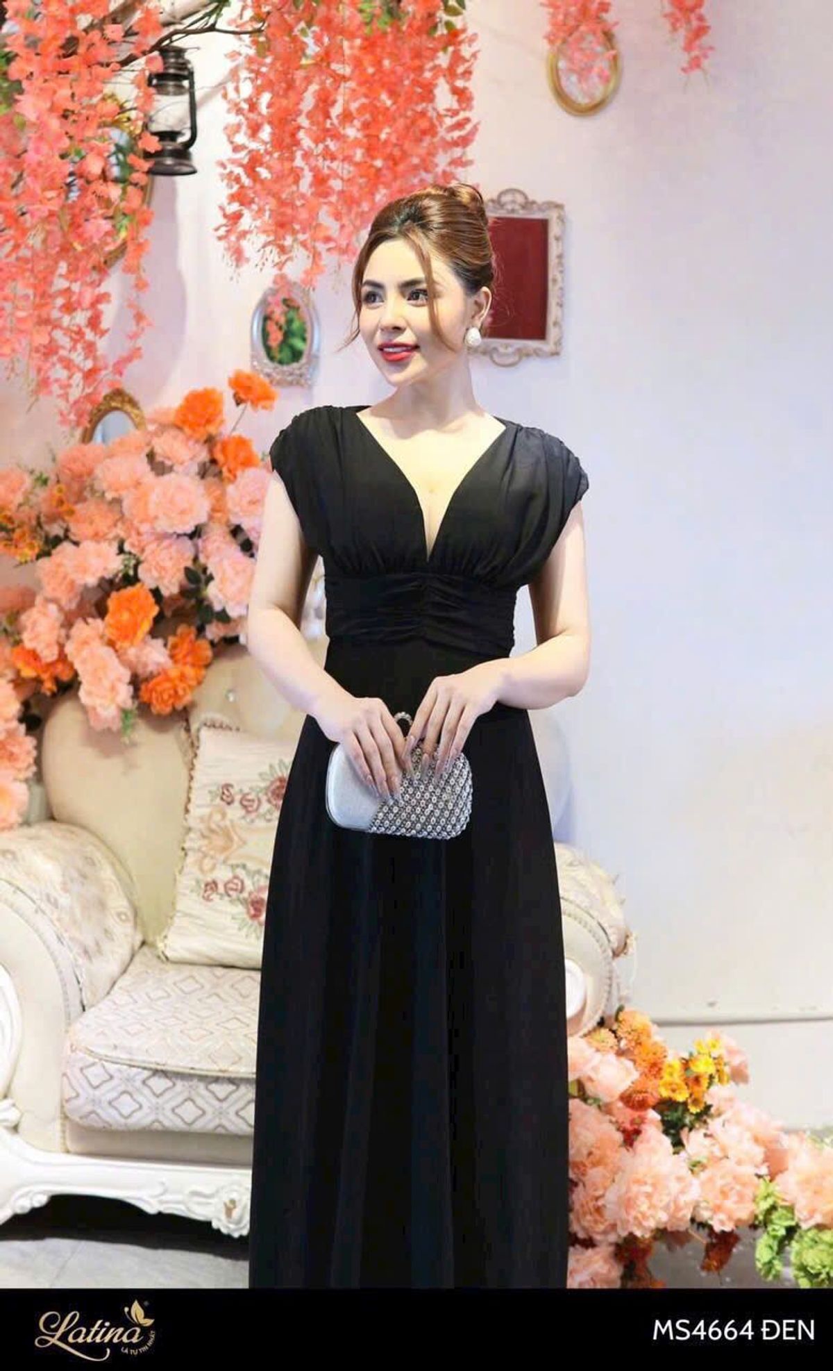 Đầm maxi nữ phối cổ v nhúng tay sang trọng hàng cao cấp Đầm maxi nữ phối cổ v nhúng tay sang trọng hàng cao cấp
